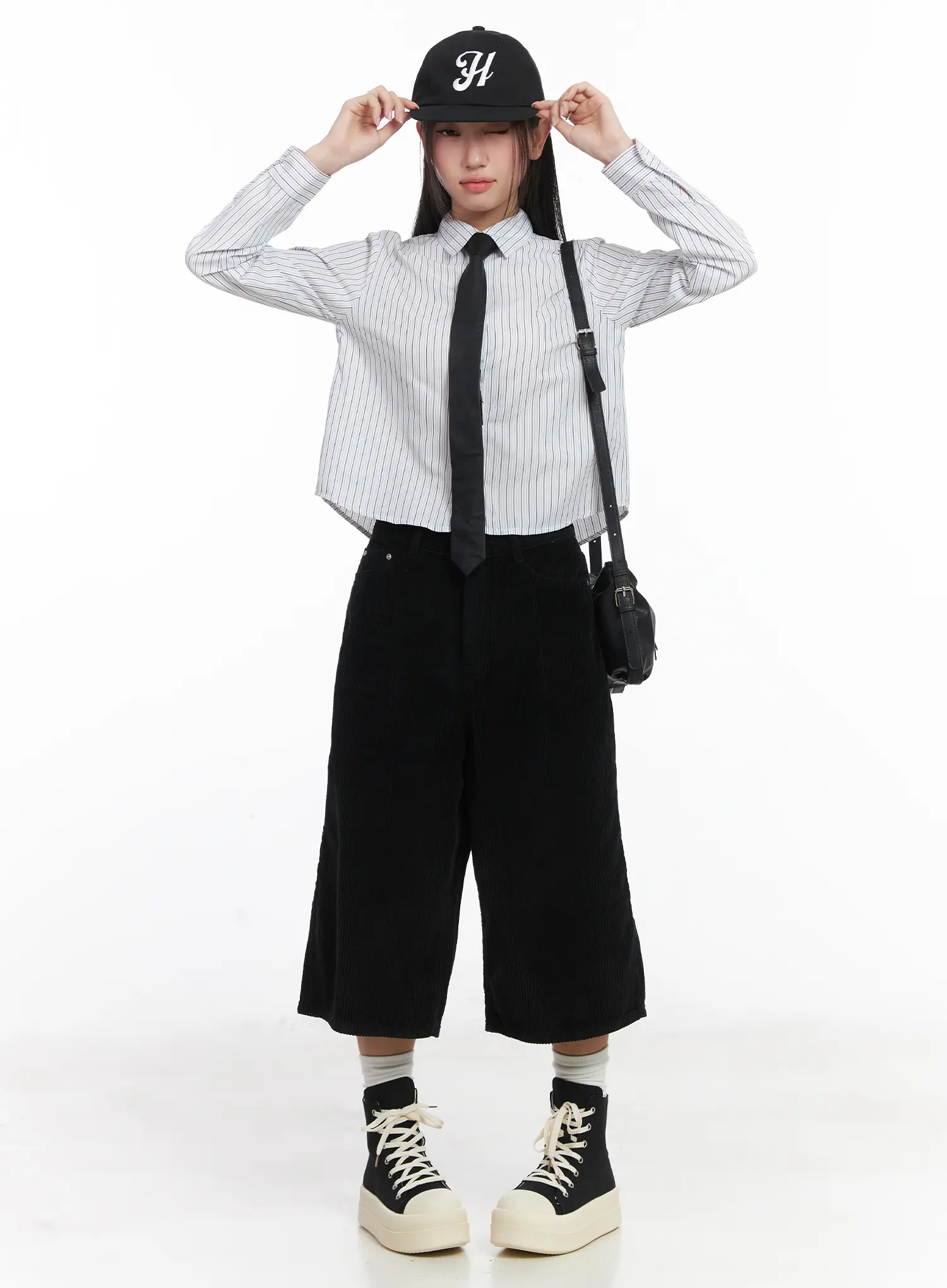 Striped Crop Button-Up Shirt CD529 - Image 7