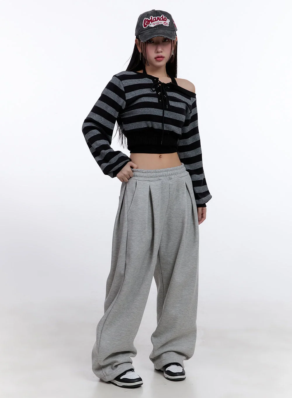 Striped Crop Knit Sweater CJ509 - Image 2