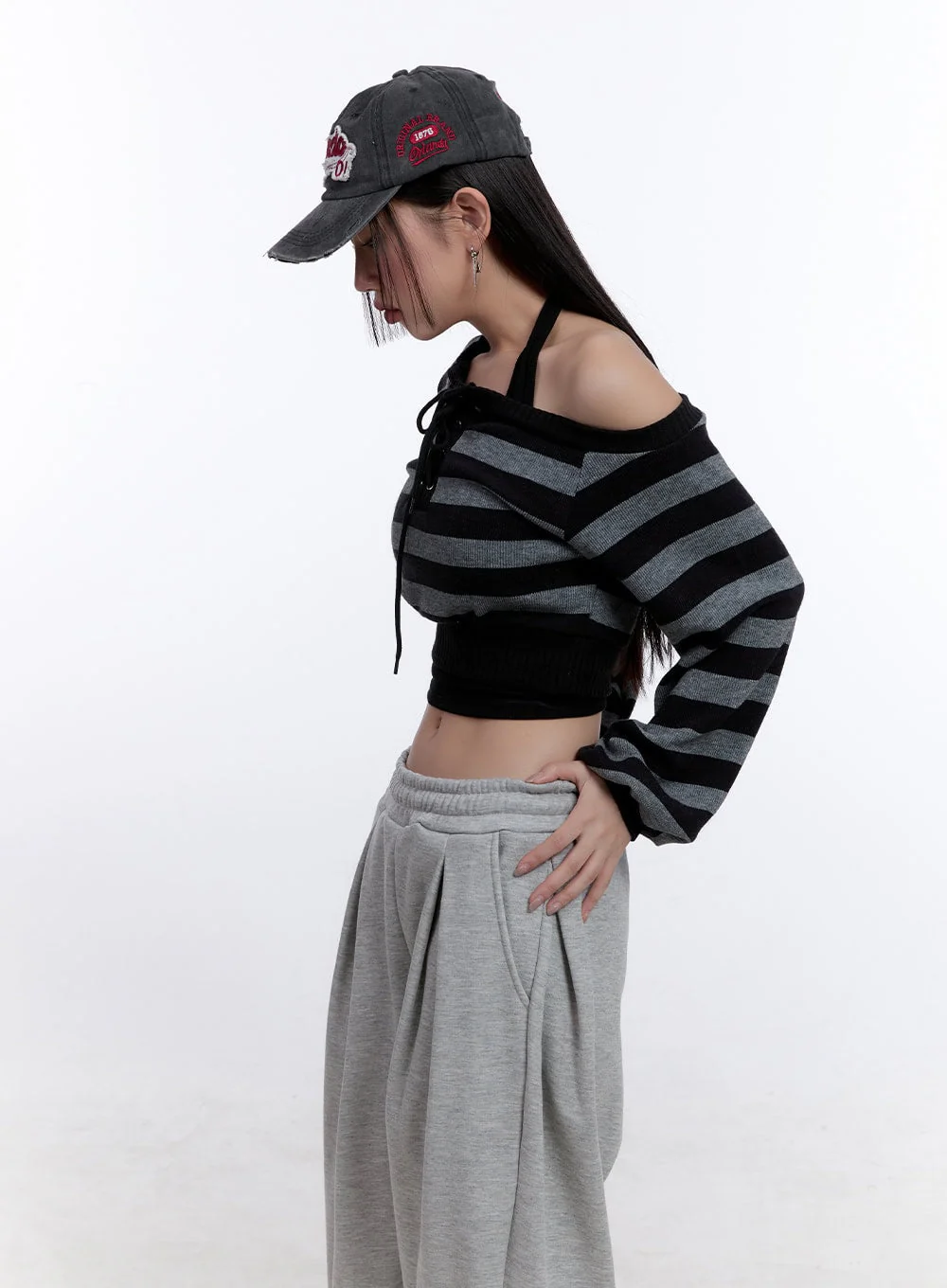Striped Crop Knit Sweater CJ509 - Image 5