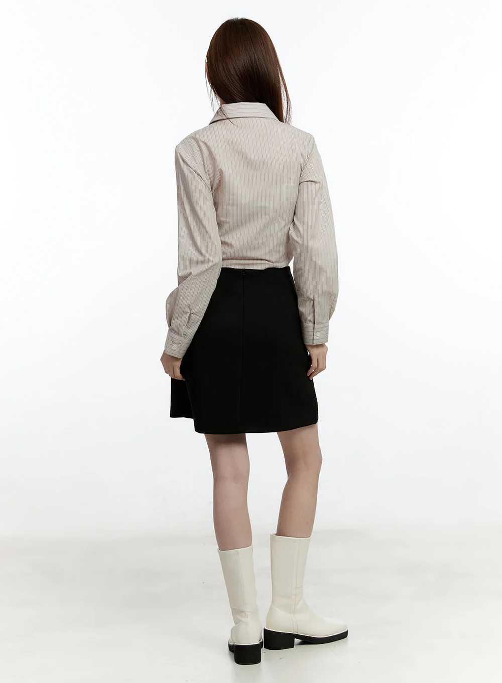Striped Cropped Button-Up Shirt CM521 - Image 4