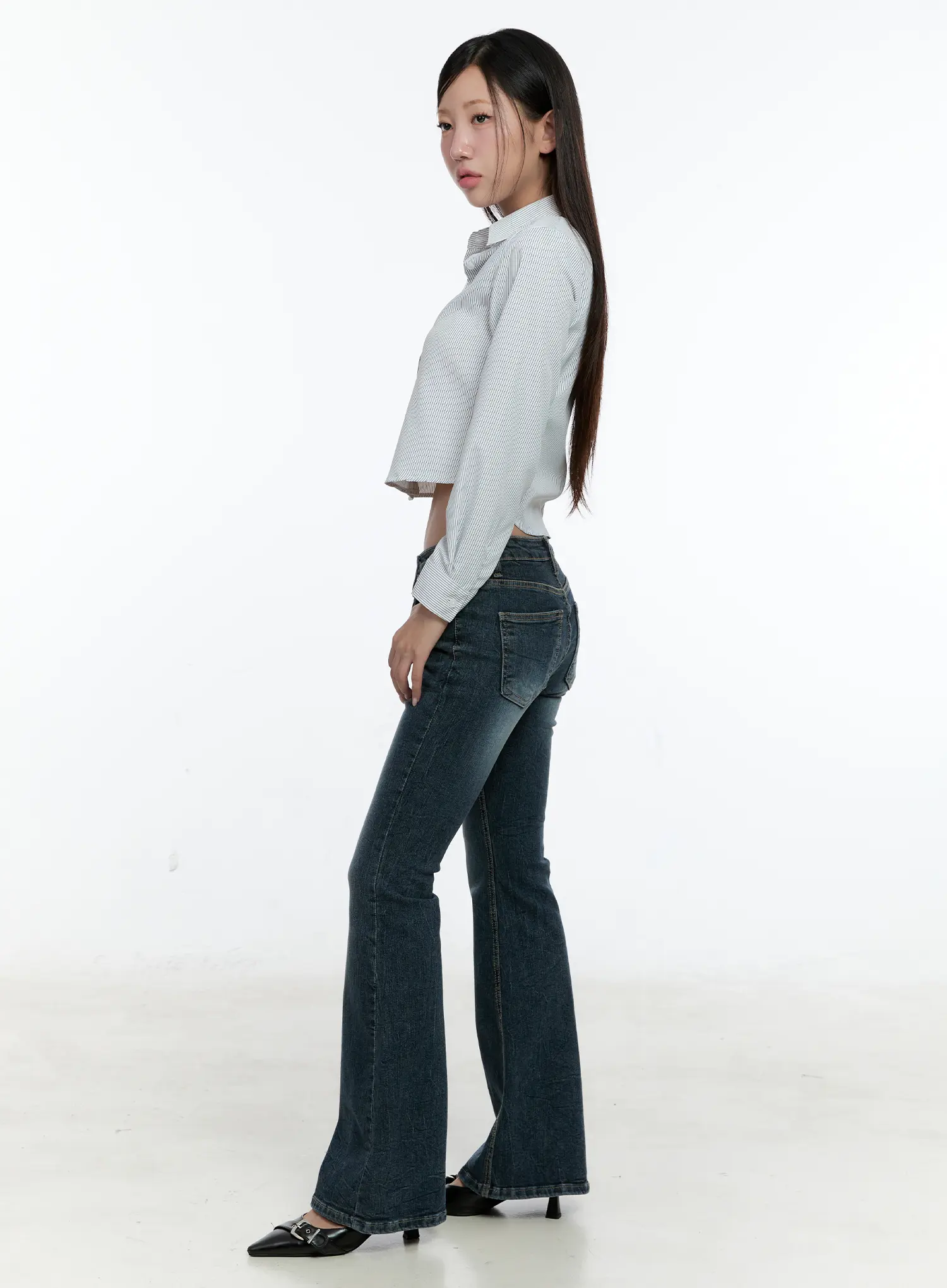 Striped Cropped Shirt CS517 - Image 4