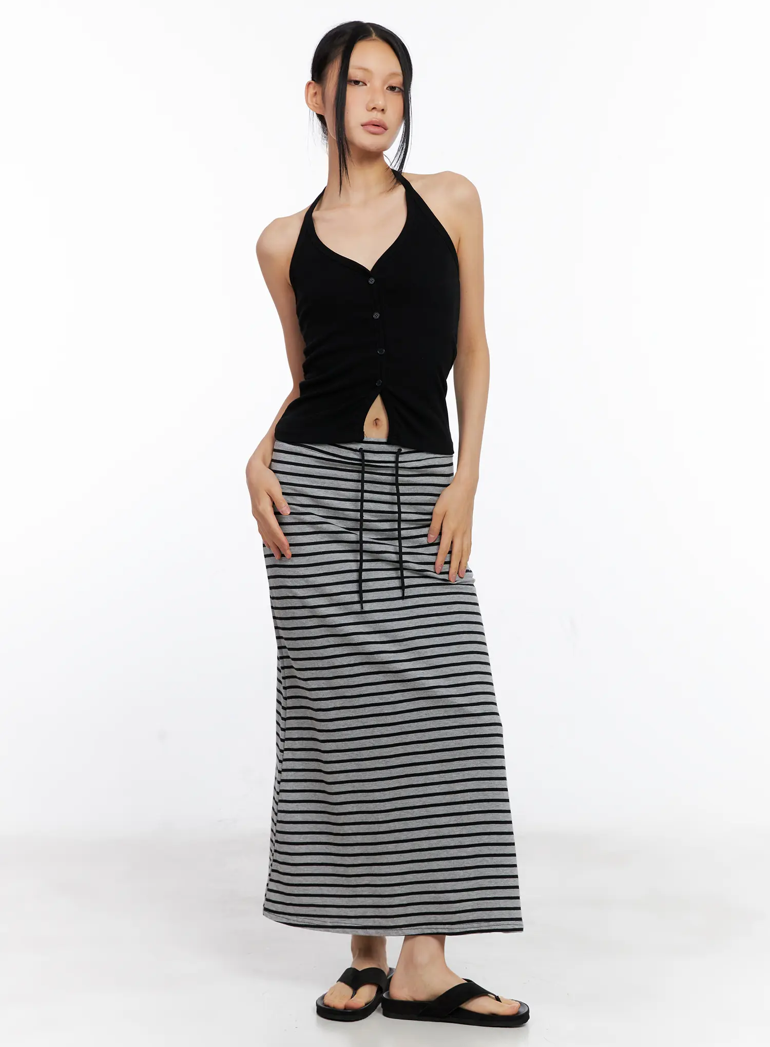 Striped Drawstring Maxi Skirt CL530 - Image 5