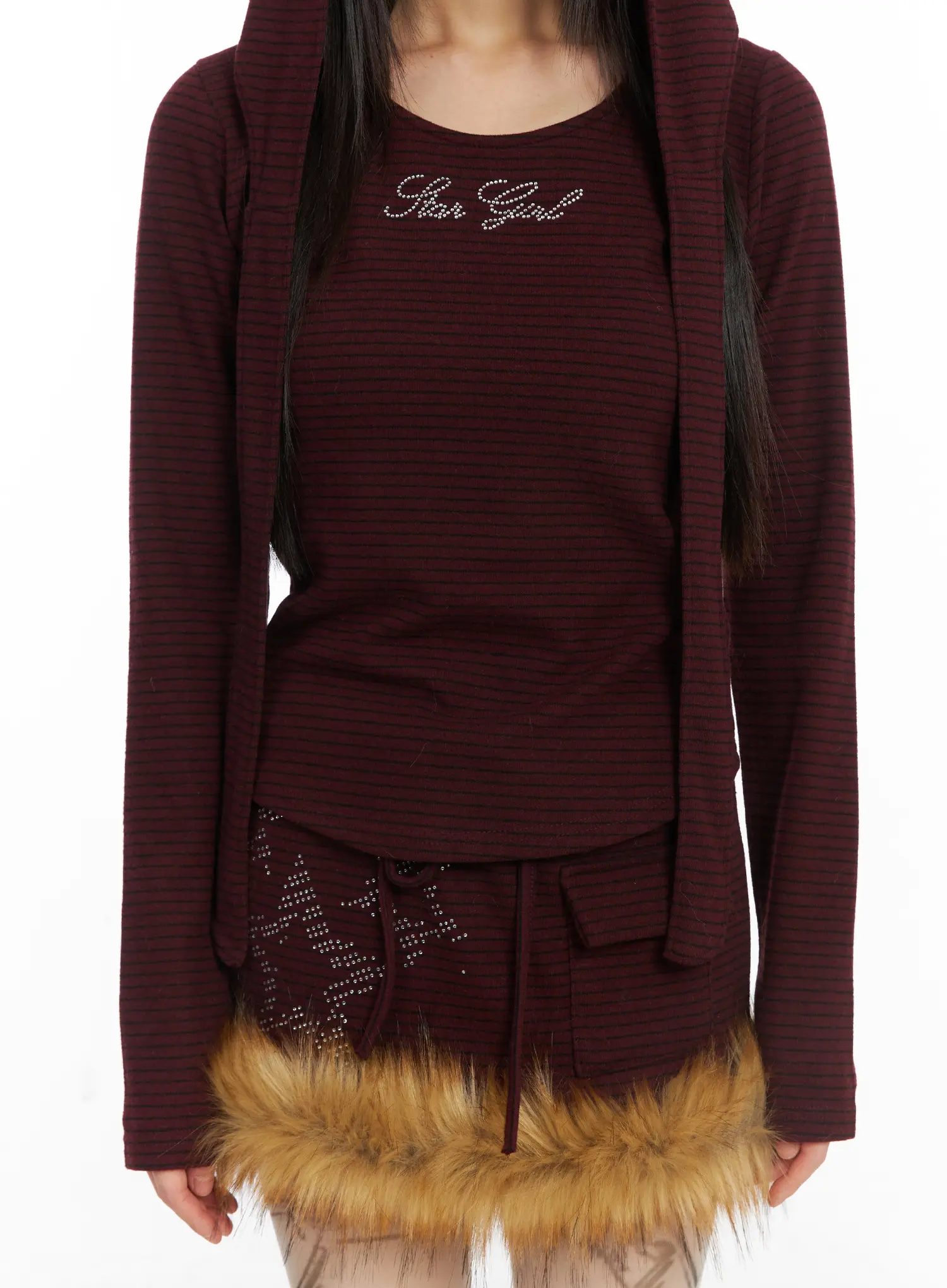 Striped Embroidered Long Sleeve Hoodie CD518 - Image 10
