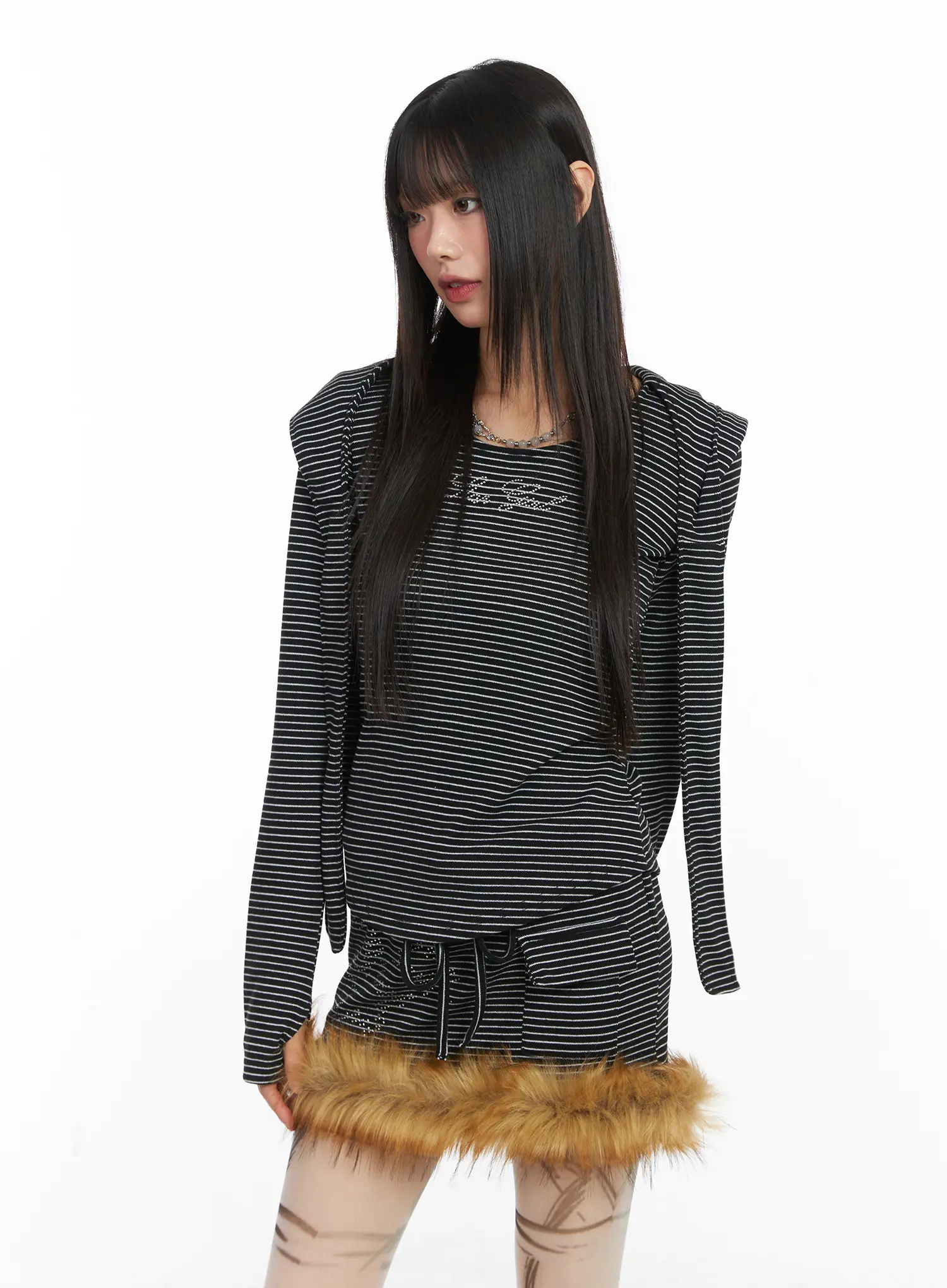 Striped Embroidered Long Sleeve Hoodie CD518 - Image 14