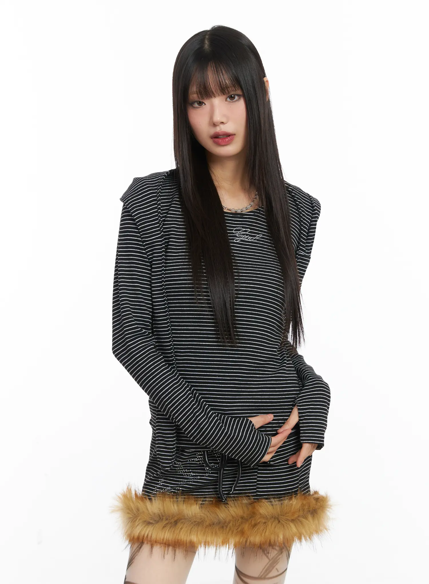 Striped Embroidered Long Sleeve Hoodie CD518 - Image 2