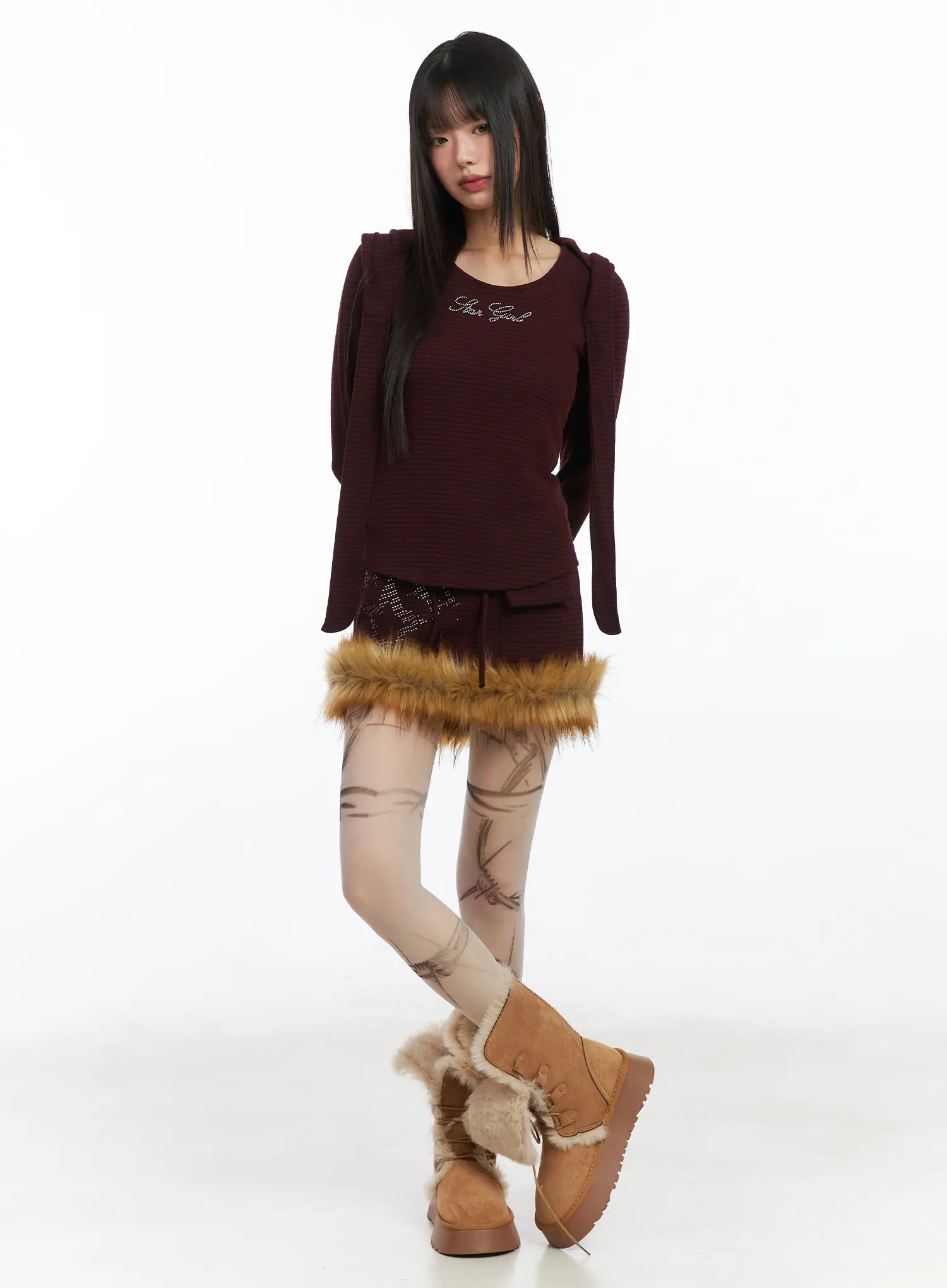 Striped Embroidered Long Sleeve Hoodie CD518 - Image 3