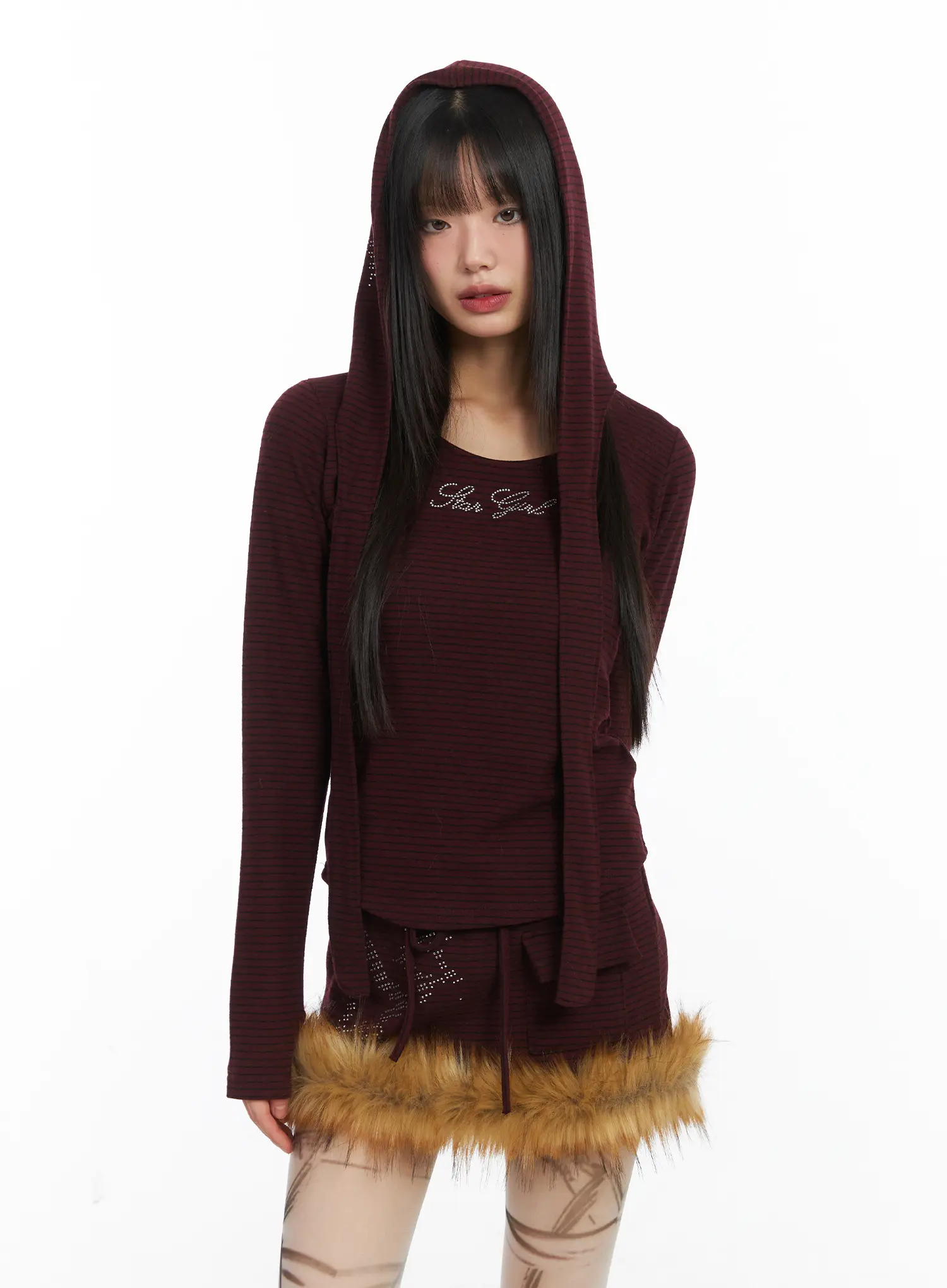 Striped Embroidered Long Sleeve Hoodie CD518 - Image 6
