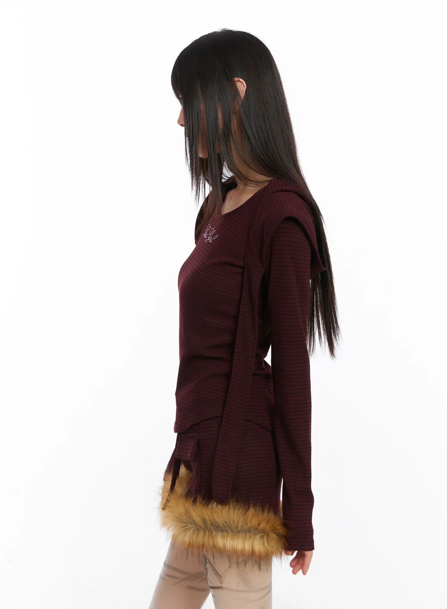 Striped Embroidered Long Sleeve Hoodie CD518 - Image 7
