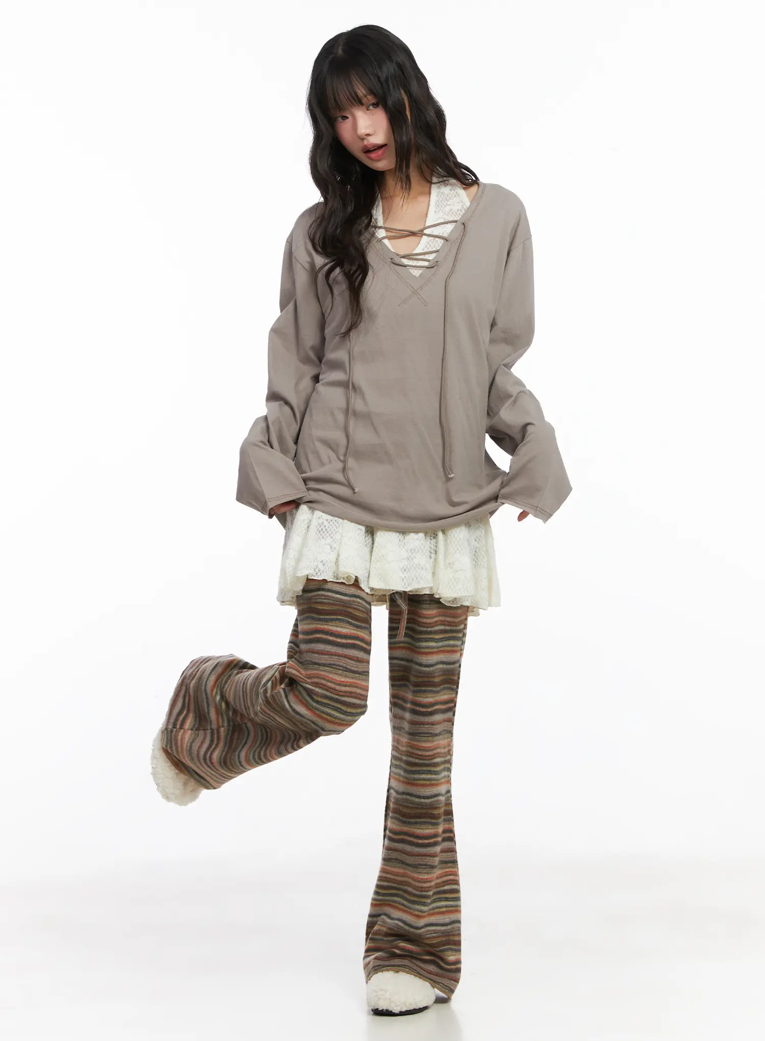 Striped Flare Lounge Pants CD531 - Image 5