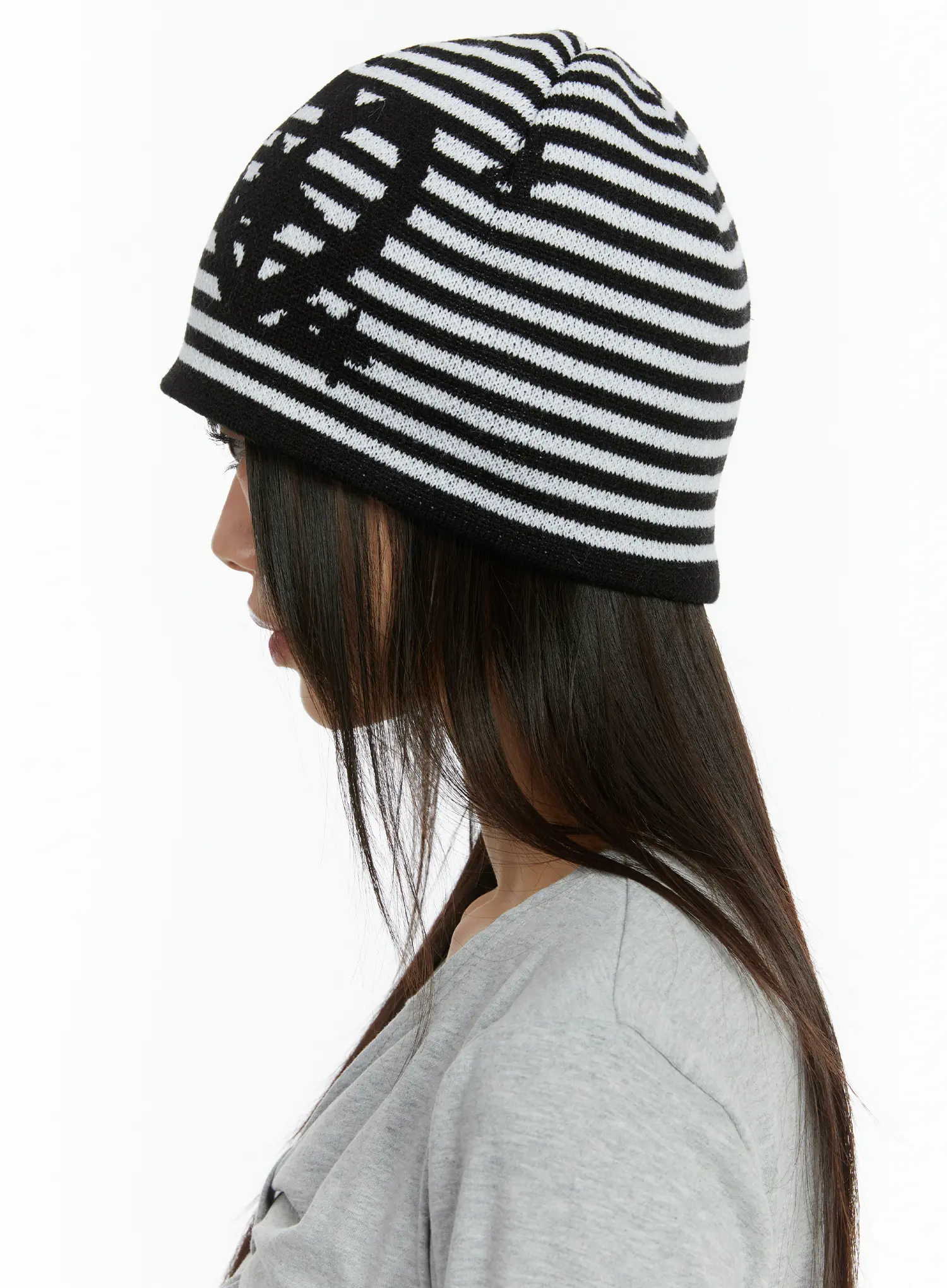 Striped Graphic Knit Beanie CF510 - Image 5