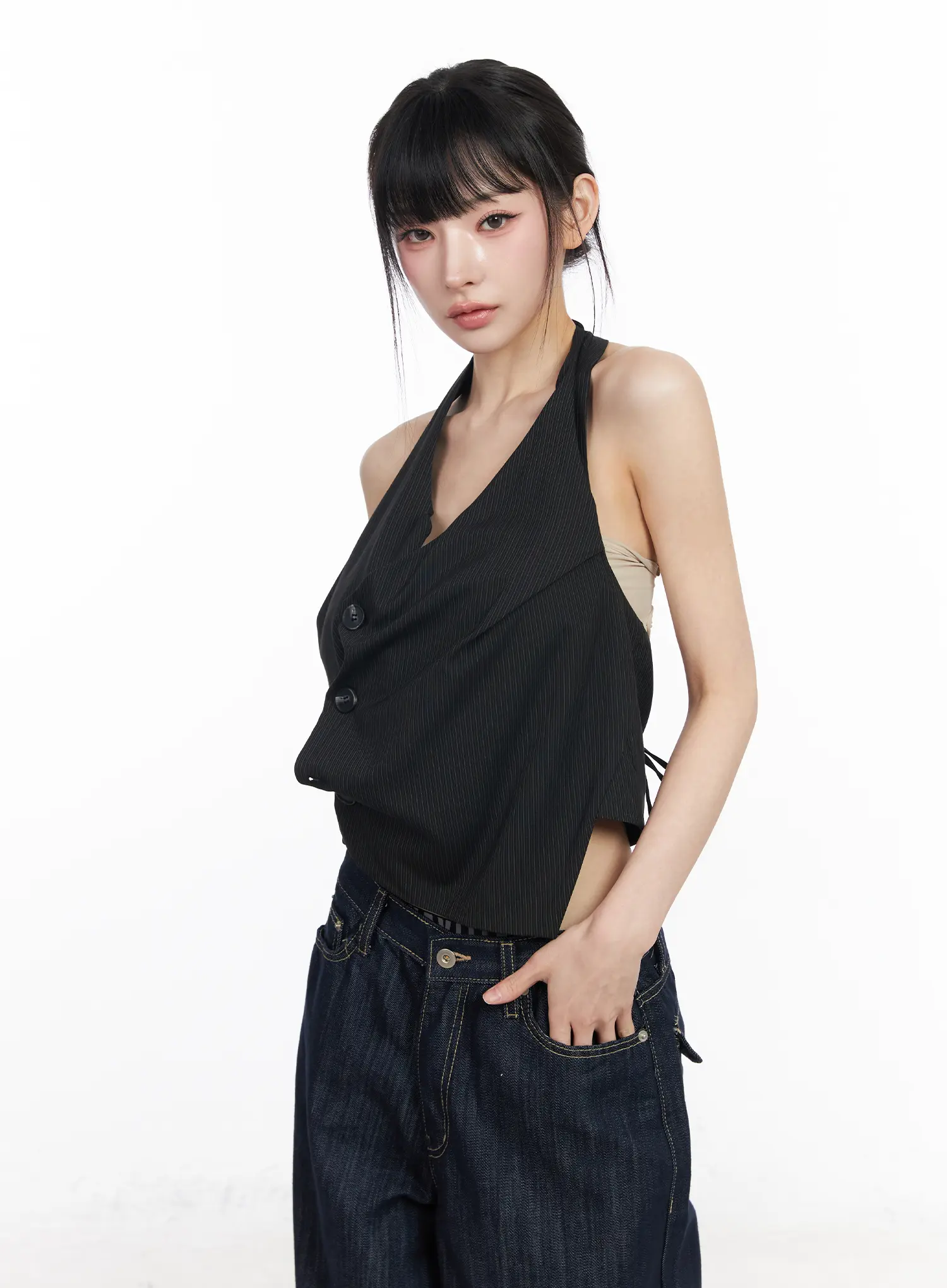 Striped Halter Vest Top CF518 - Image 2