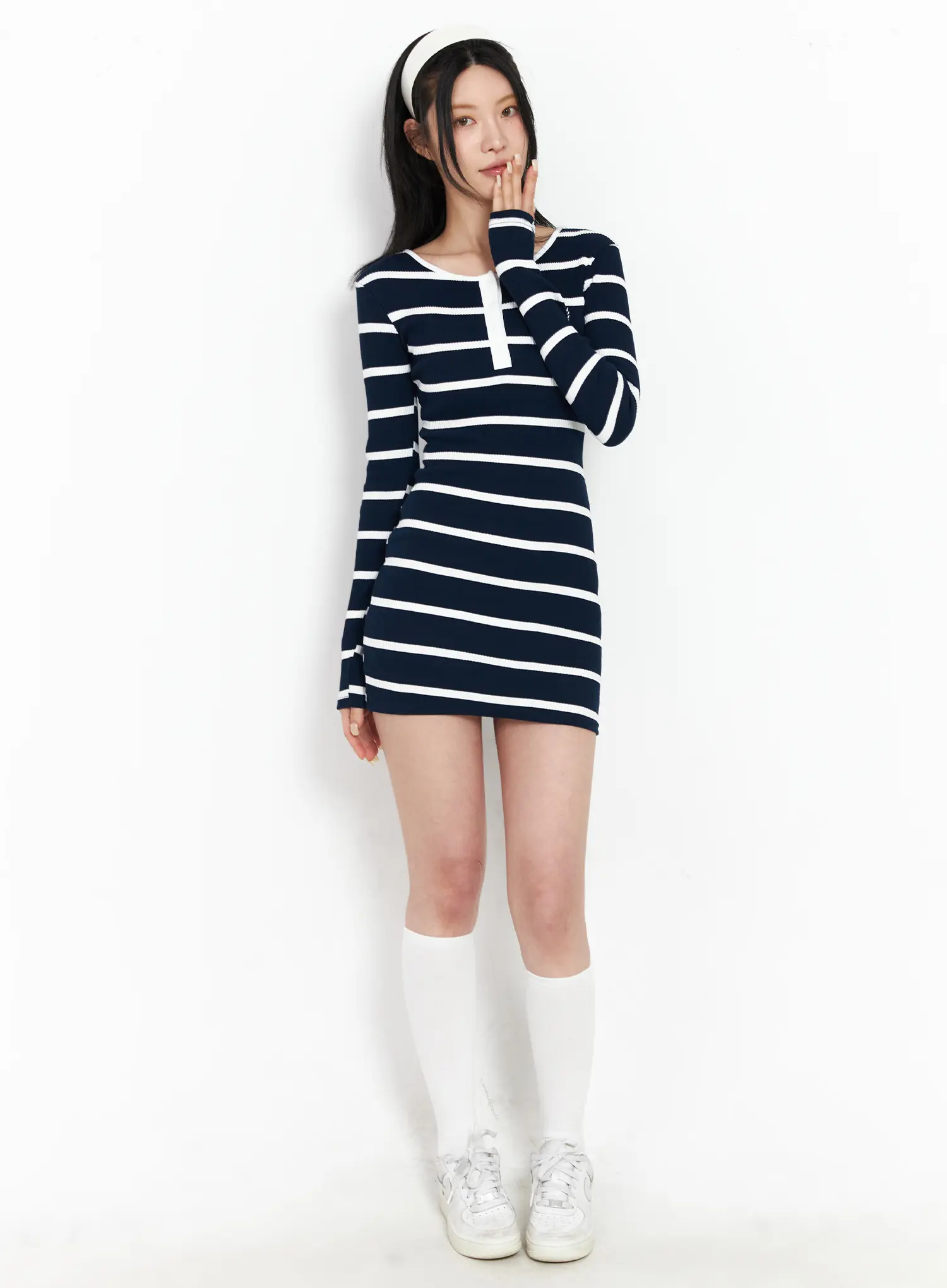 Striped Knit Mini Dress CF526 - Image 2