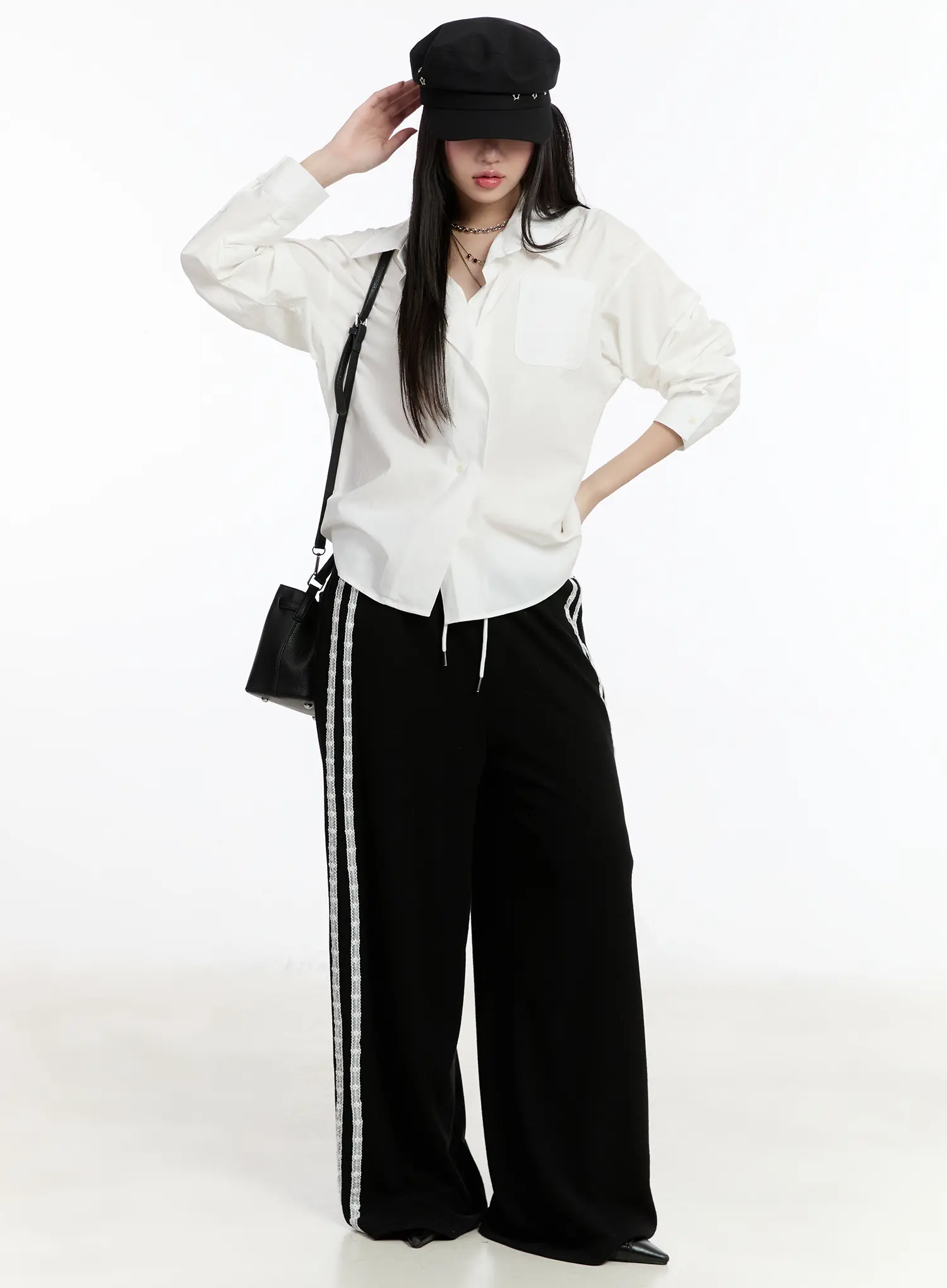 Striped Lace Sweatpants CM511 - Image 2