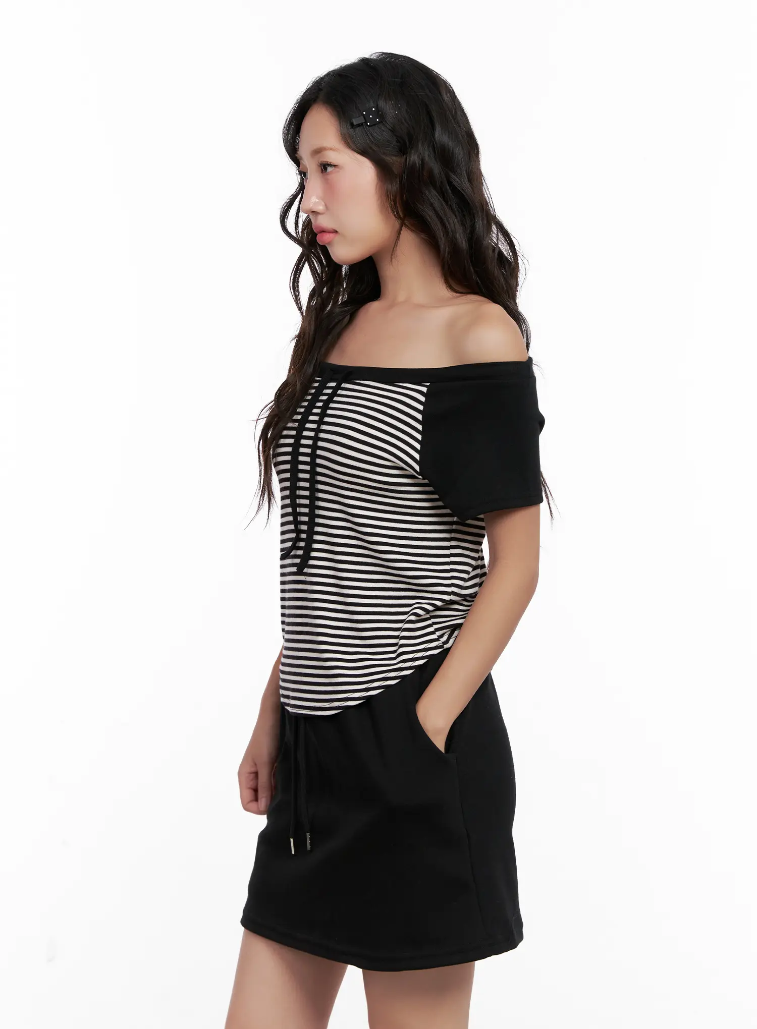 Striped Off-Shoulder Tee CL518 - Image 6