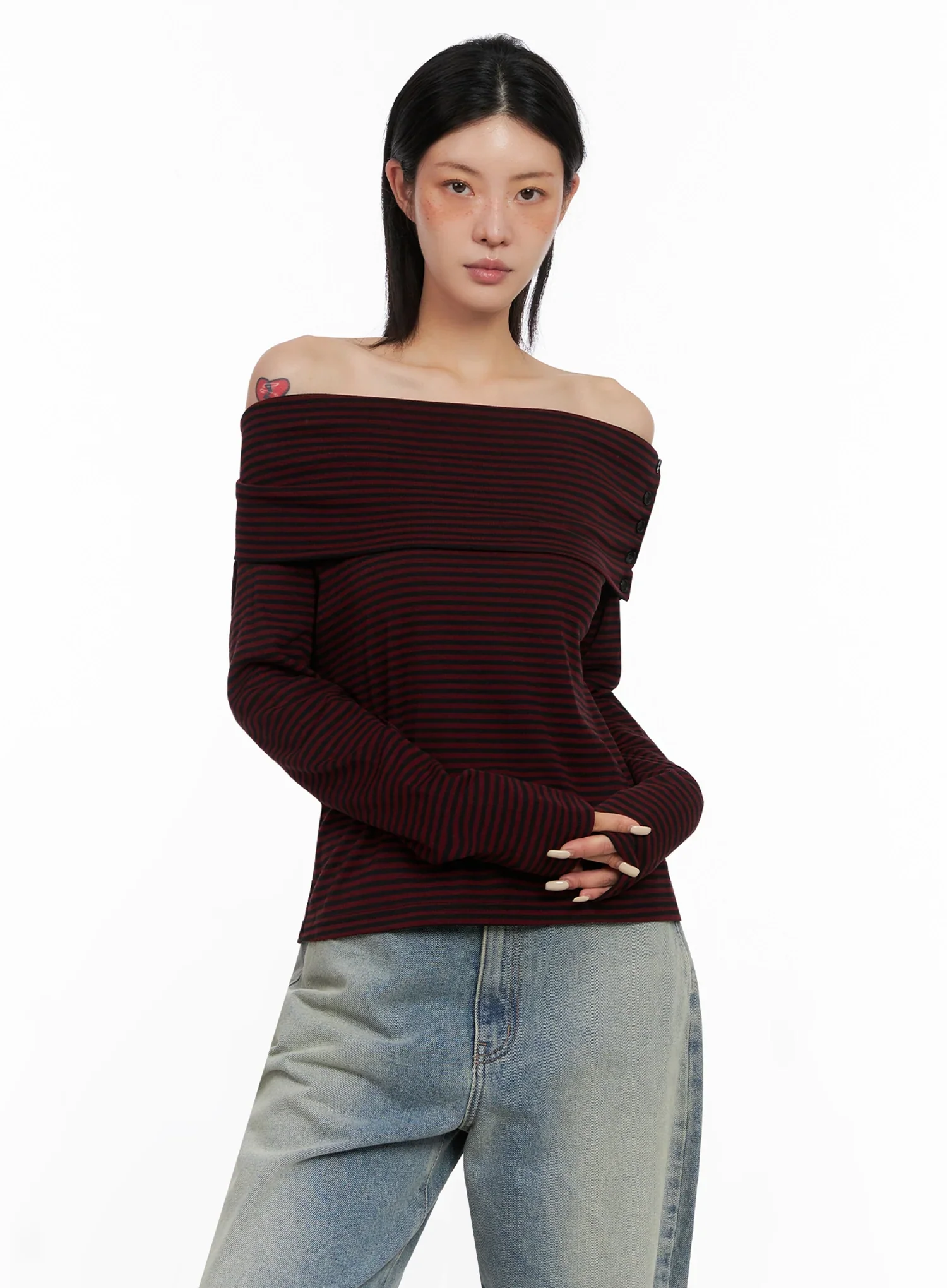 Striped Off Shoulder Top IS508 - Image 12