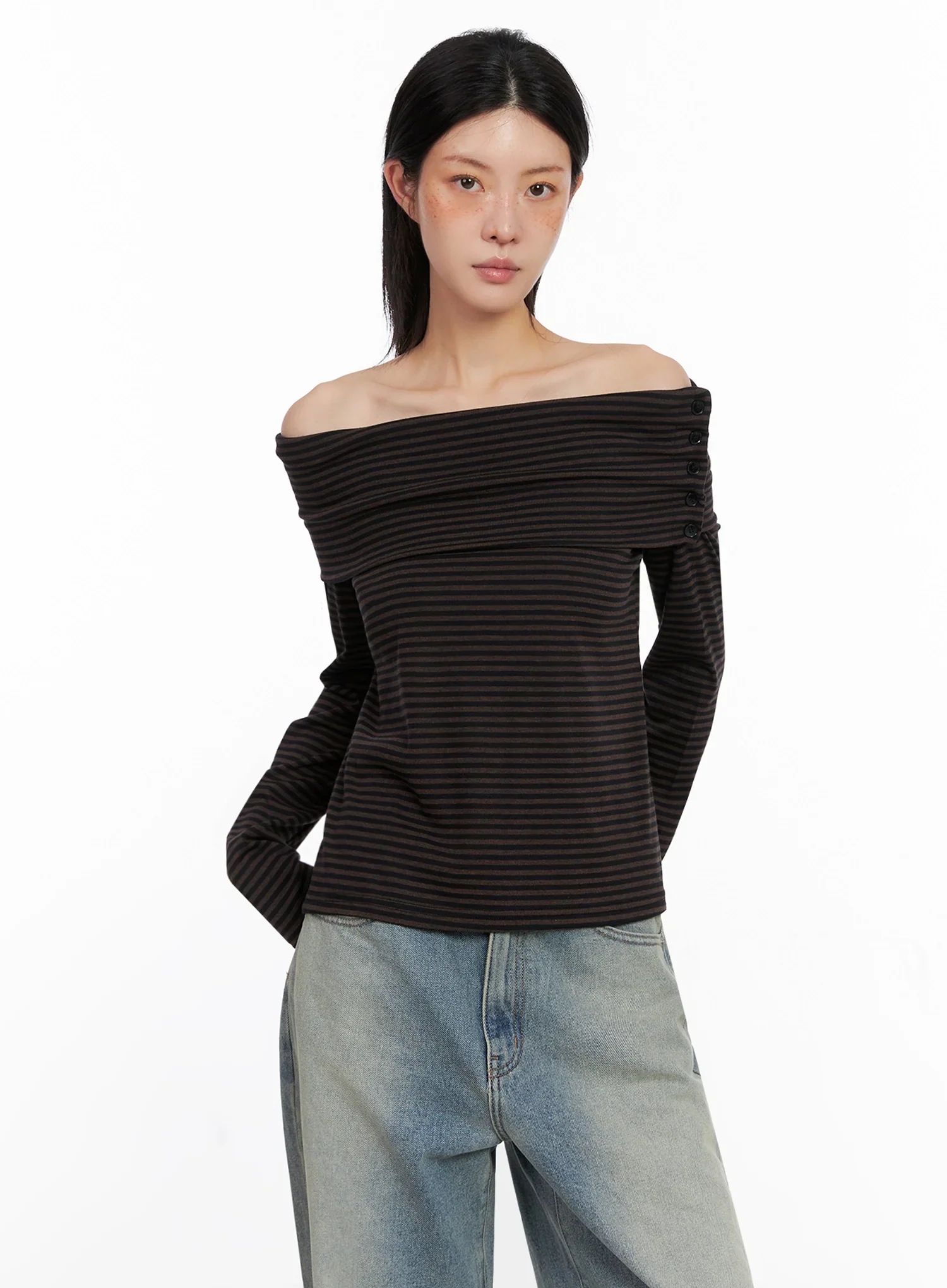 Striped Off Shoulder Top IS508 - Image 5