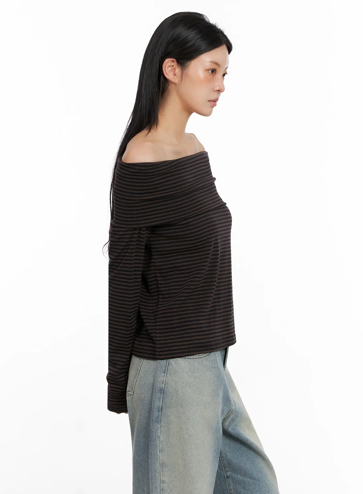 Striped Off Shoulder Top IS508 - Image 6