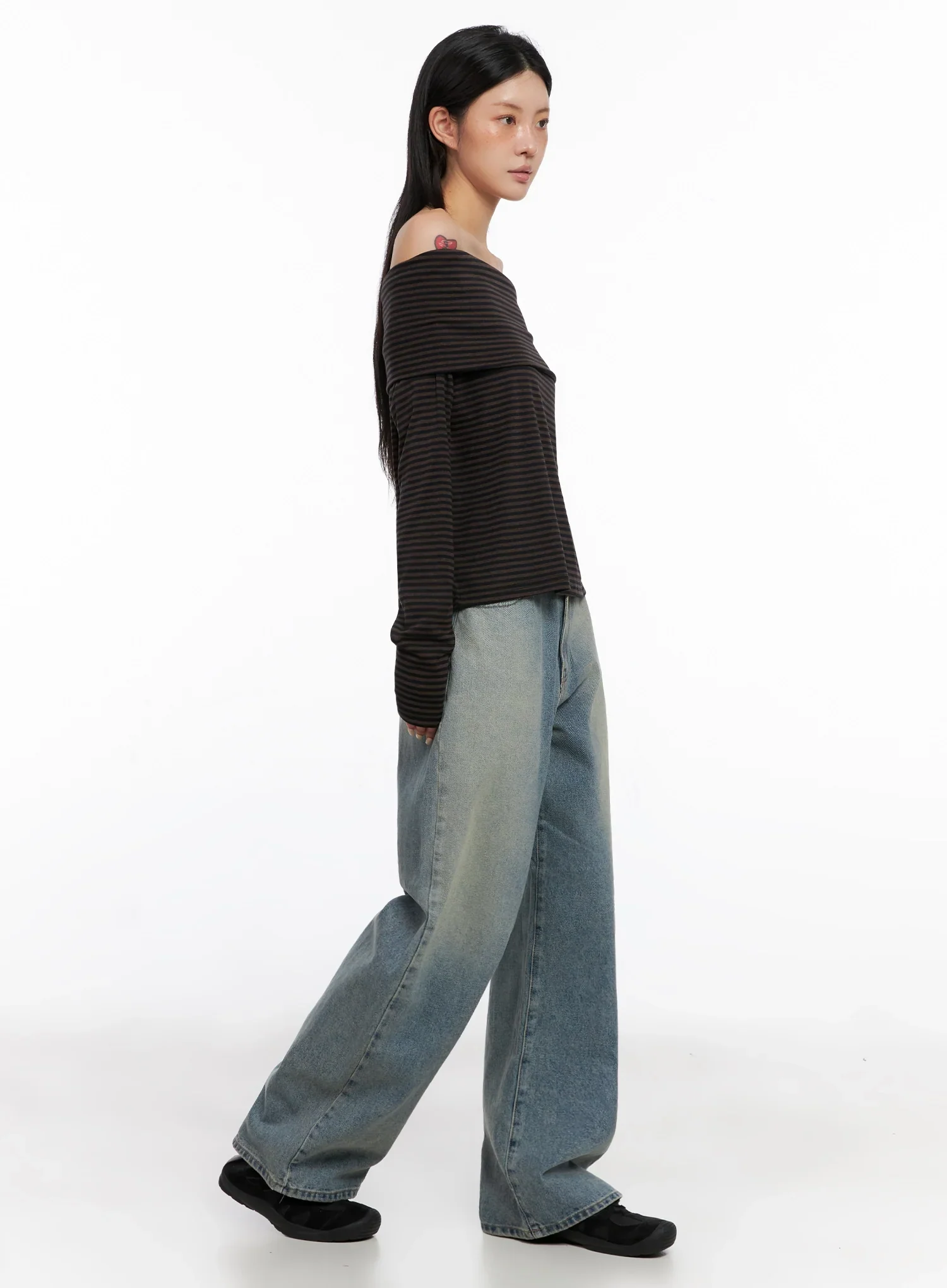 Striped Off Shoulder Top IS508 - Image 9