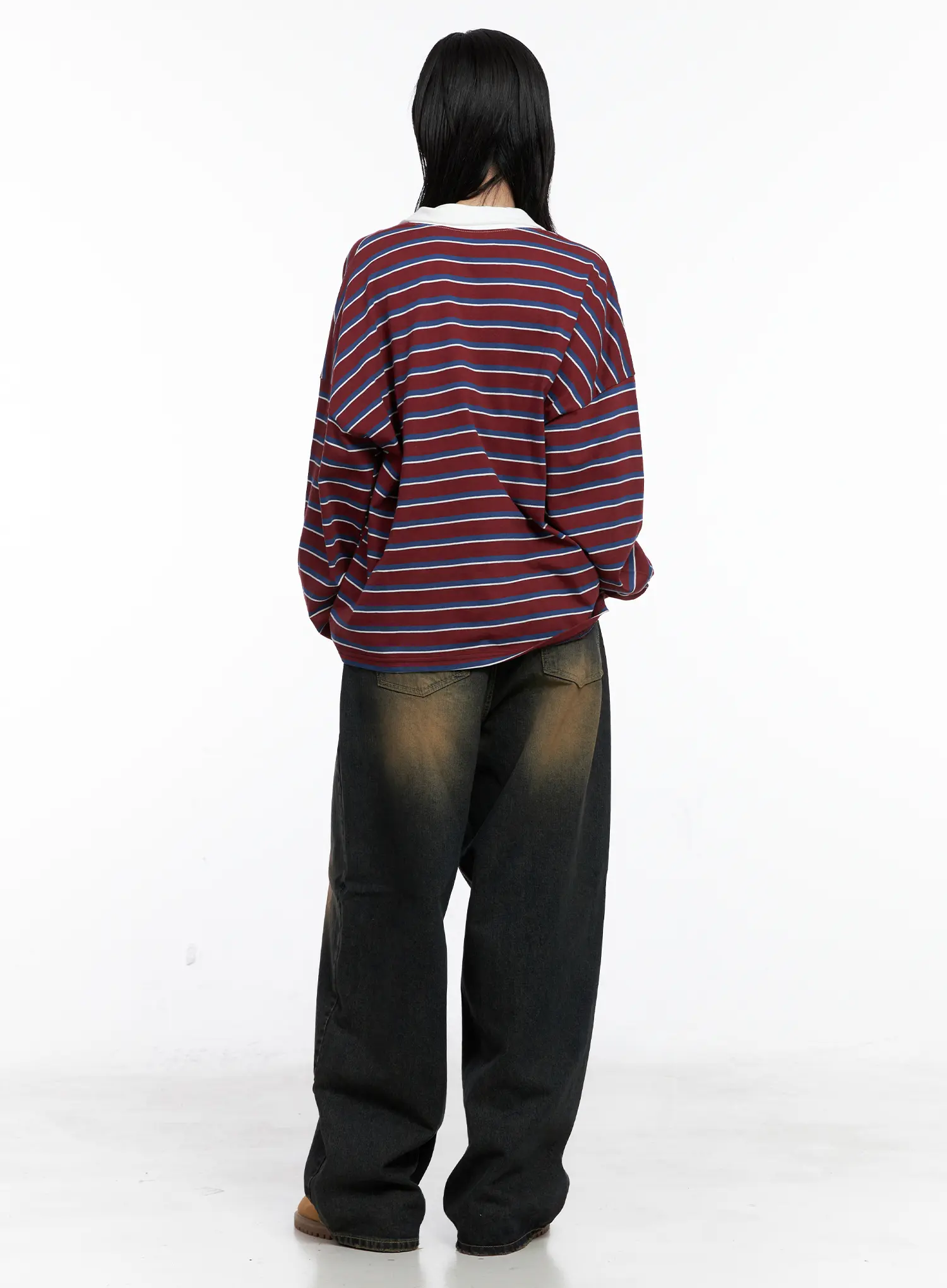 Striped Polo Long Sleeve Shirt CS526 - Image 5