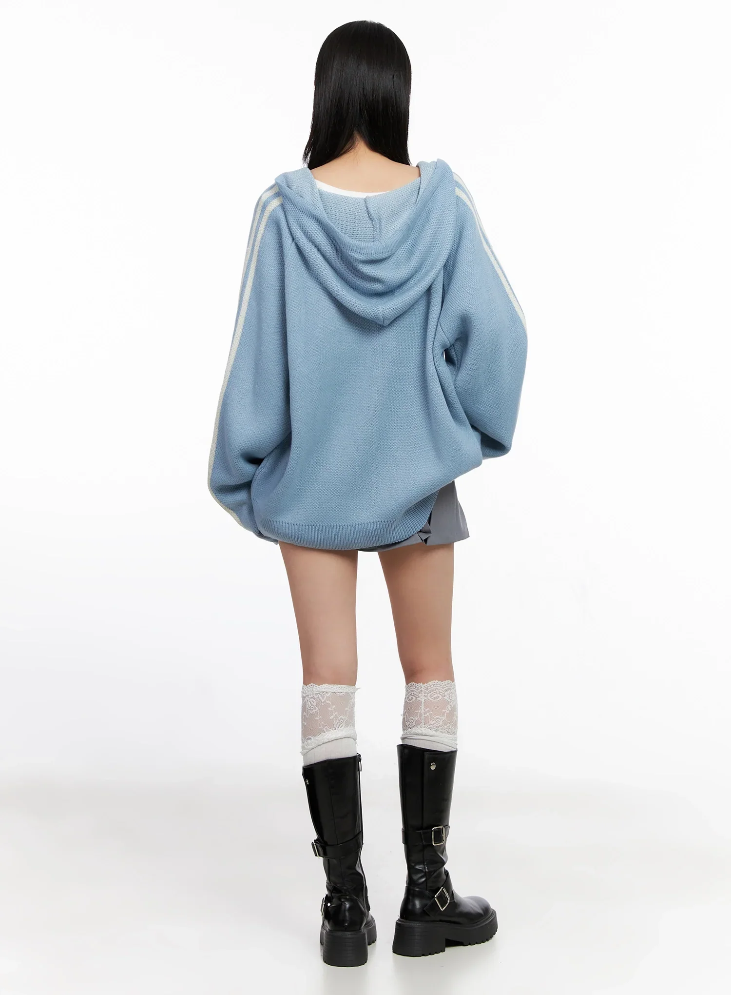 Striped Sleeve Casual Hoodie IS515 - Image 11