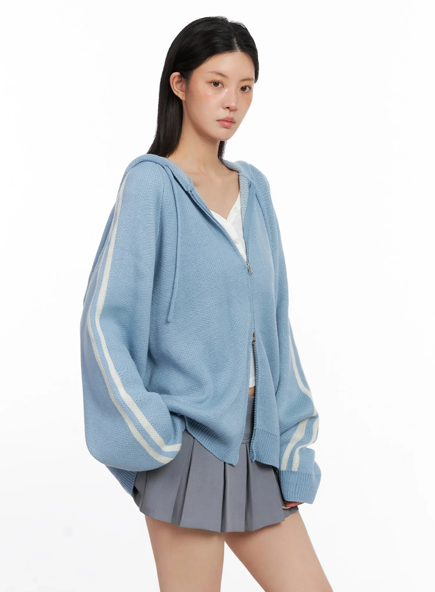 Striped Sleeve Casual Hoodie IS515 - Image 7