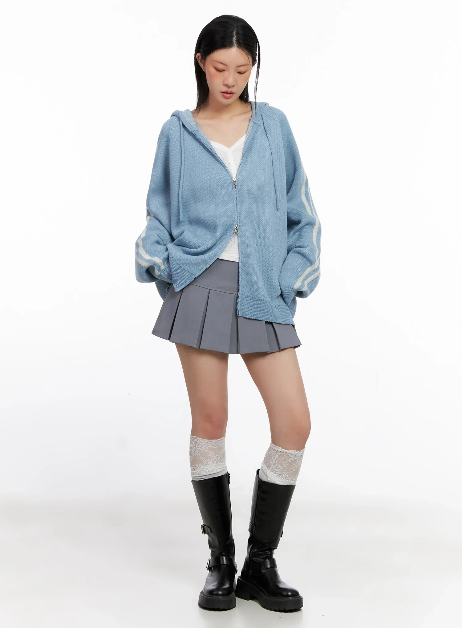 Striped Sleeve Casual Hoodie IS515 - Image 9