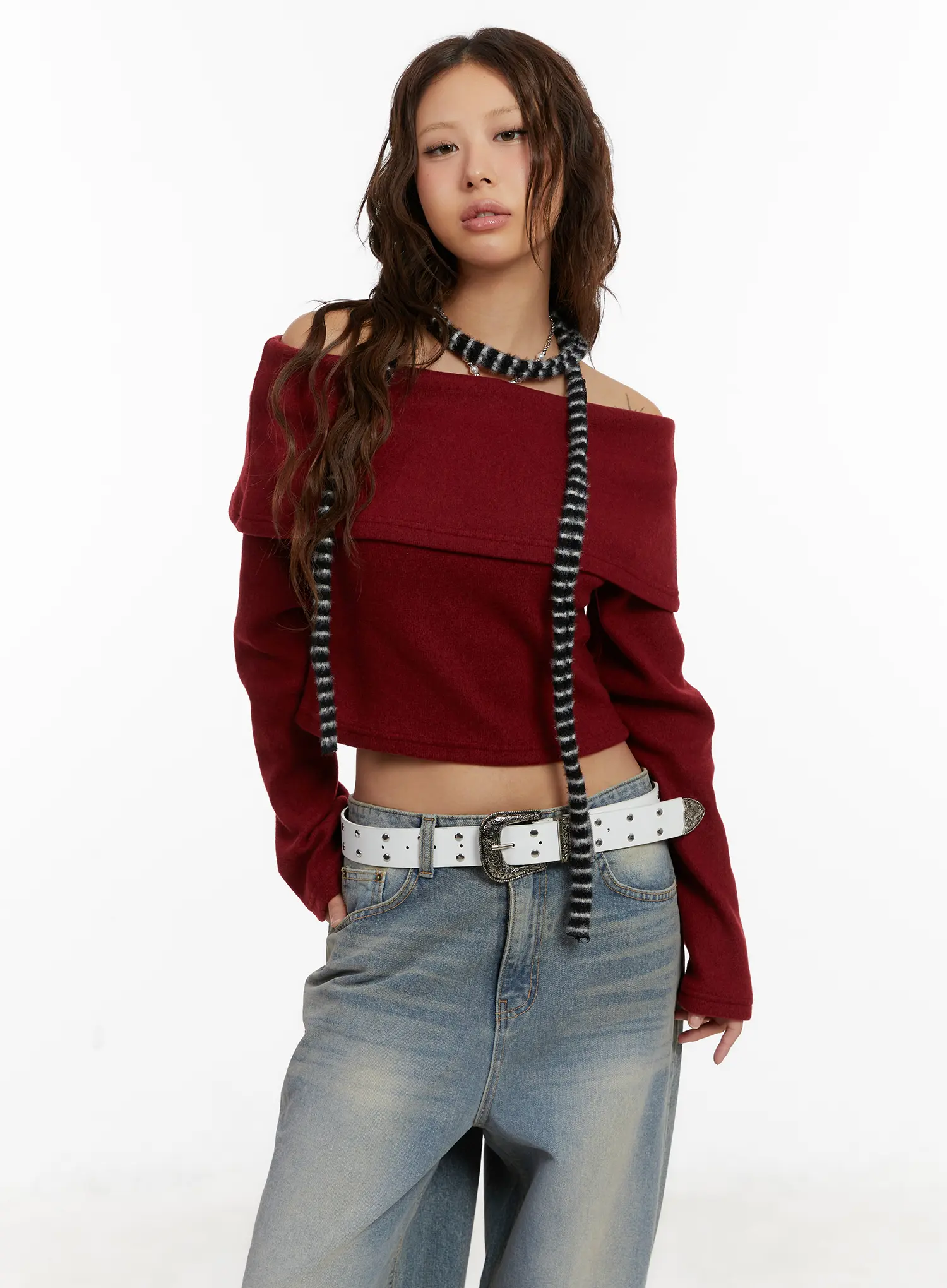 Striped Thin Knit Scarf CD517 - Image 3