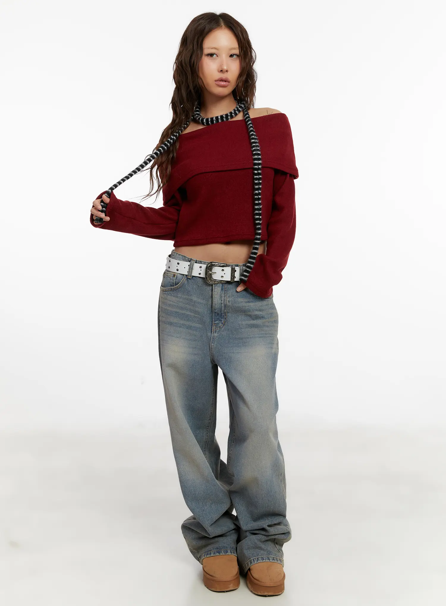 Striped Thin Knit Scarf CD517 - Image 4