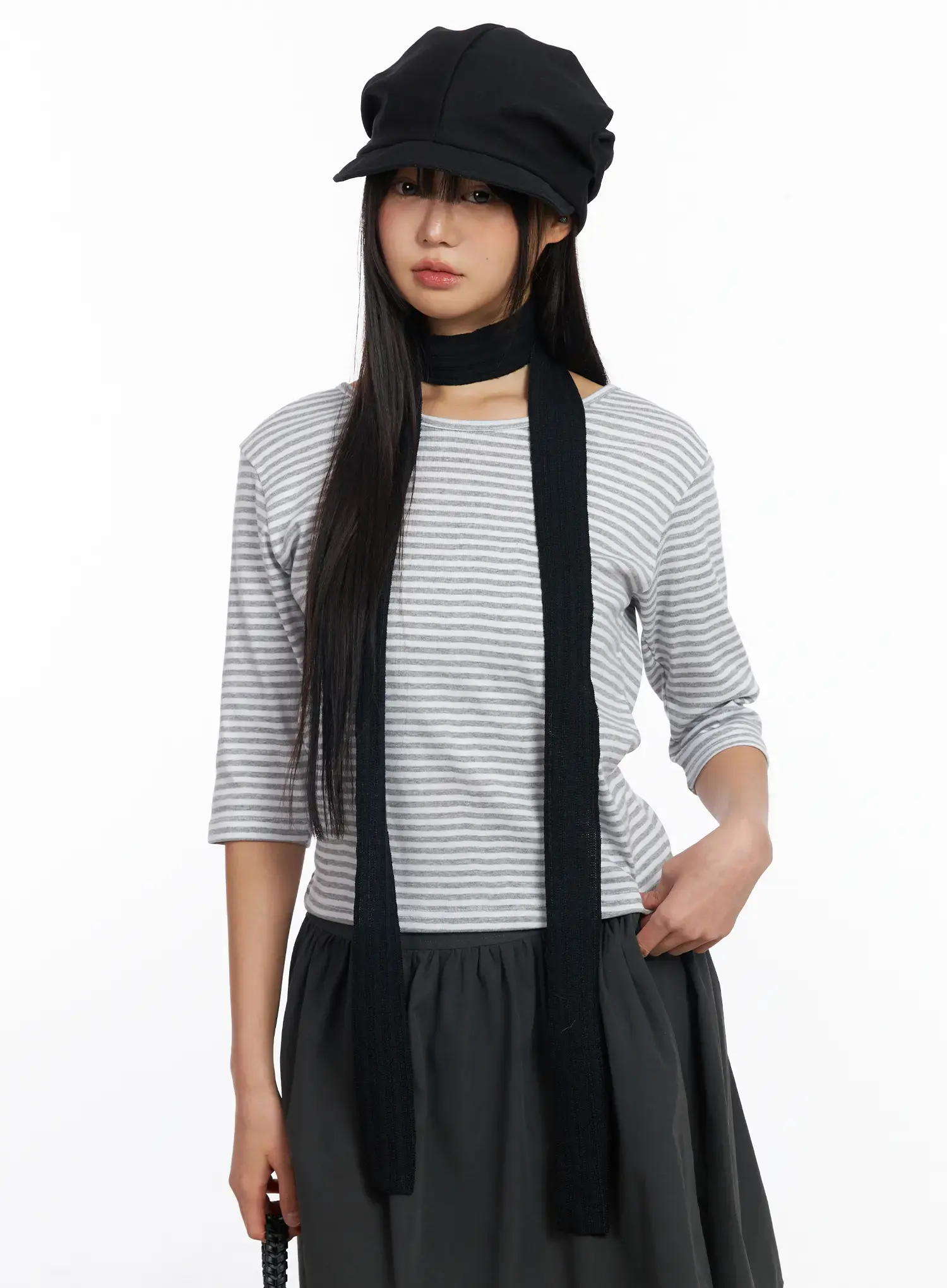 Striped Three-Quarter Sleeve Shirt CF506