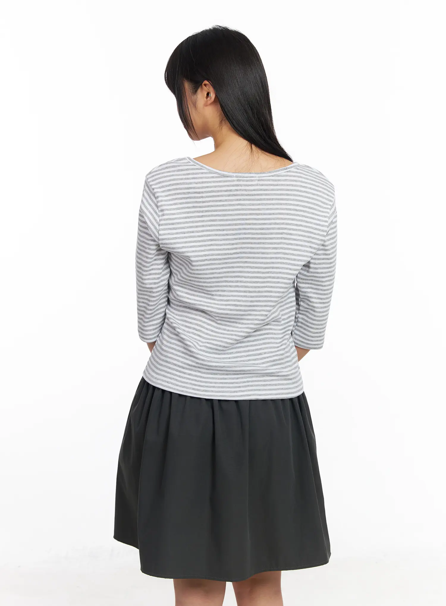 Striped Three-Quarter Sleeve Shirt CF506 - Image 8