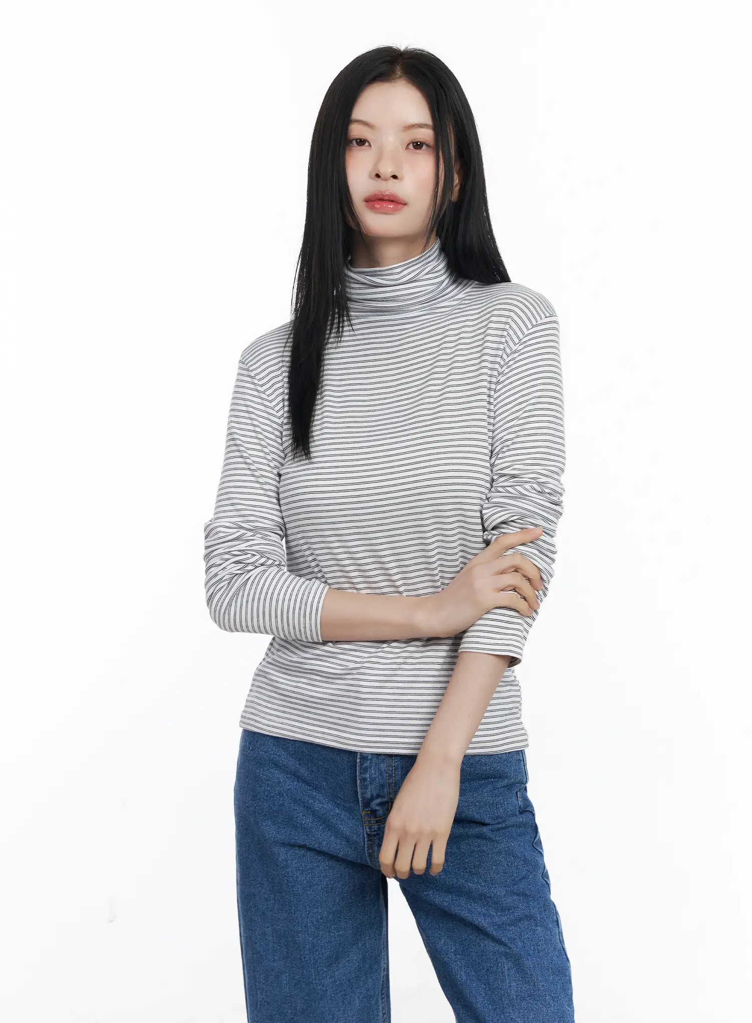 Striped Turtleneck Long Sleeve Top CJ519 - Image 11