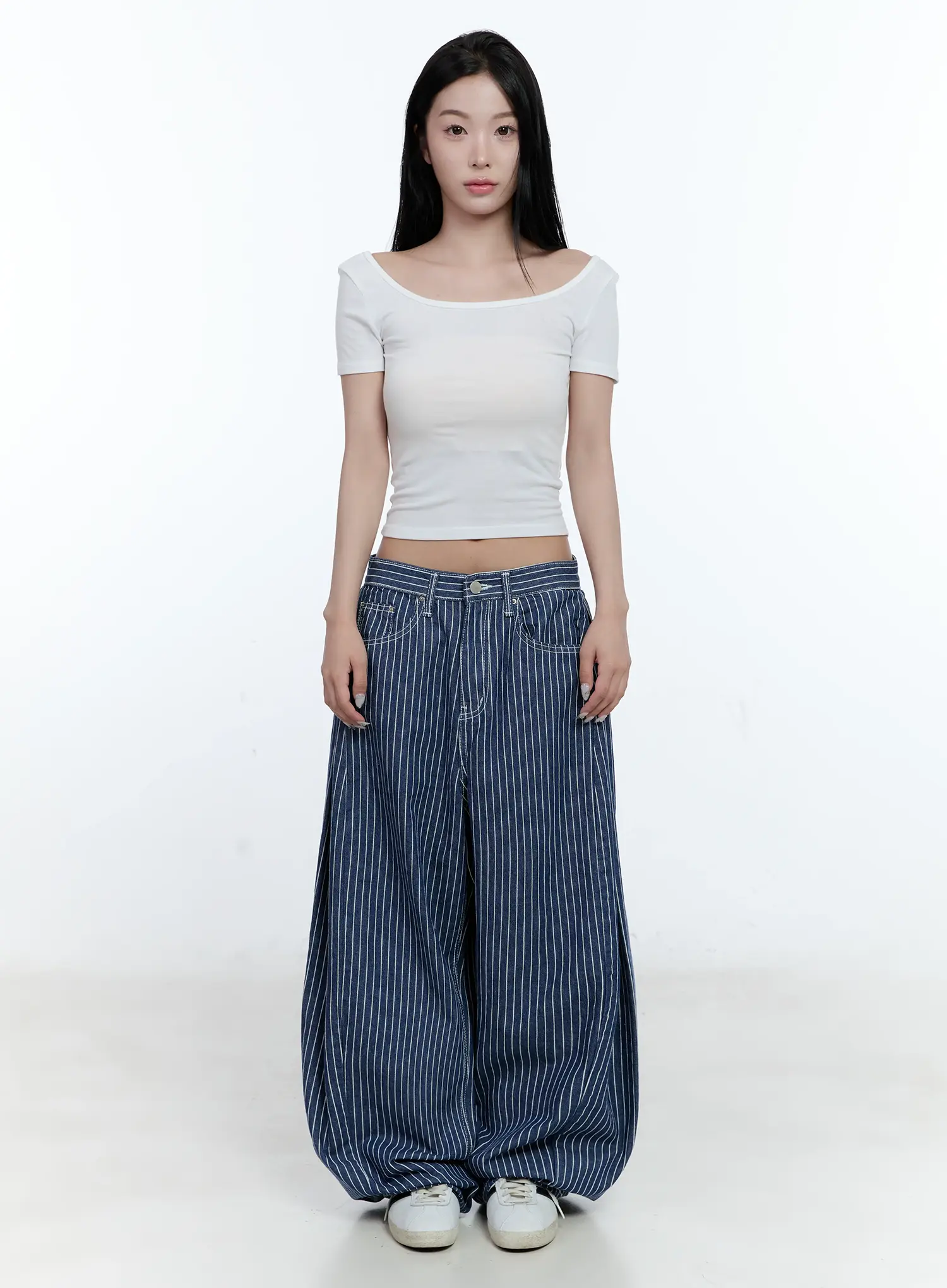 Striped Wide-Leg Relaxed Pants CL530 - Image 2