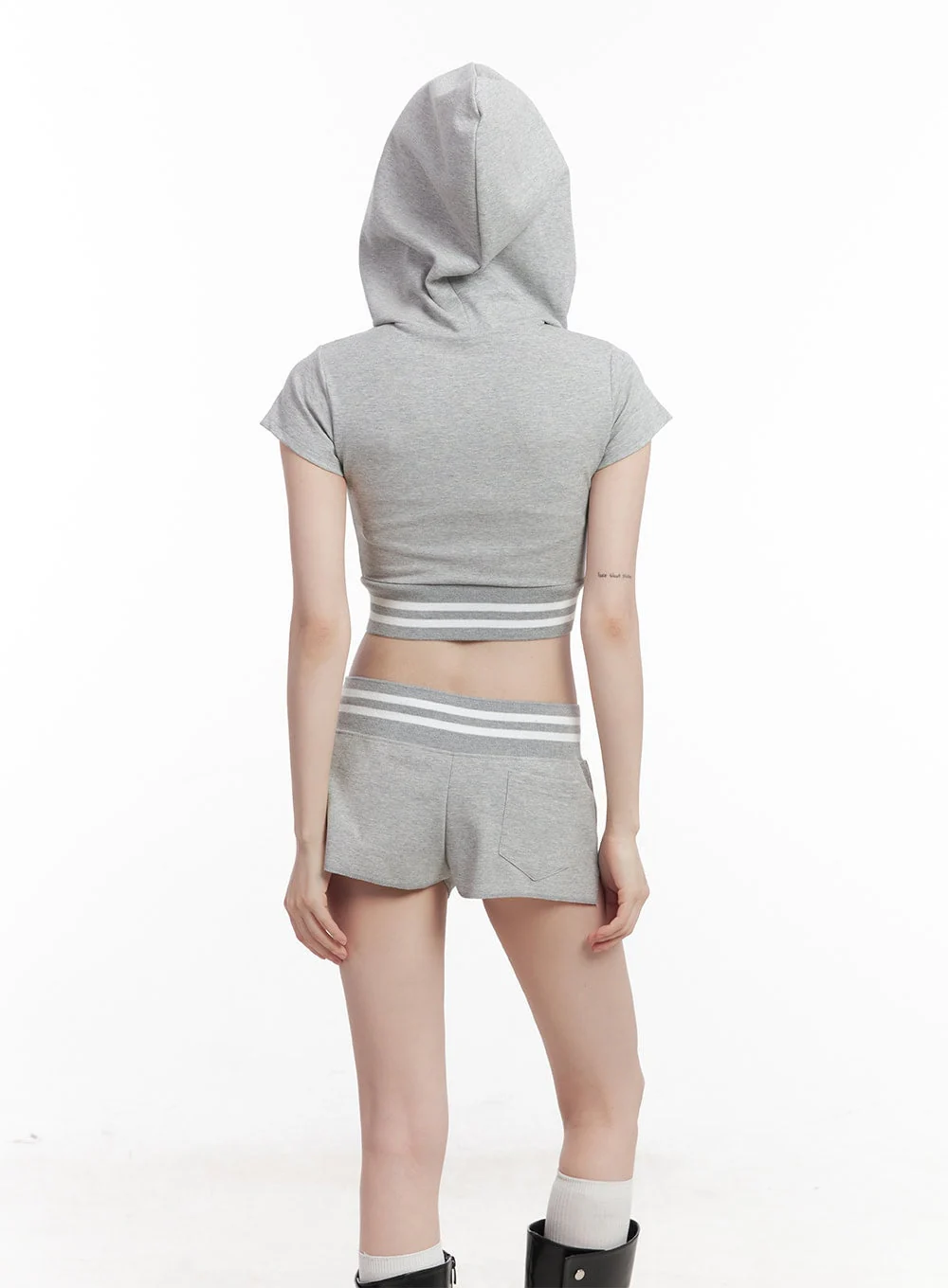 Striped Zip-Up Hooded Crop Top CU506 - Image 8