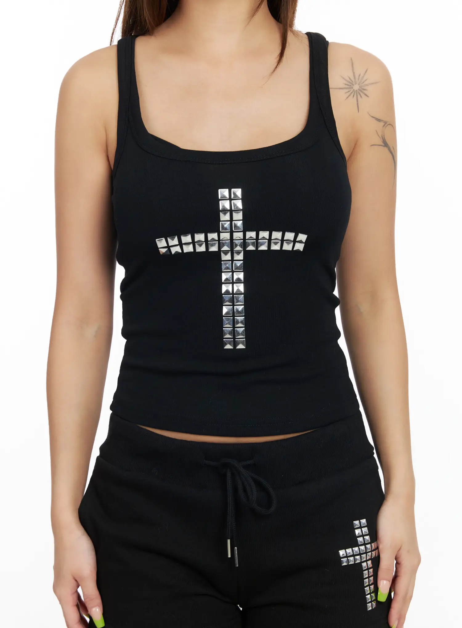 Studded Cross Sleeveless Top CF513 - Image 3