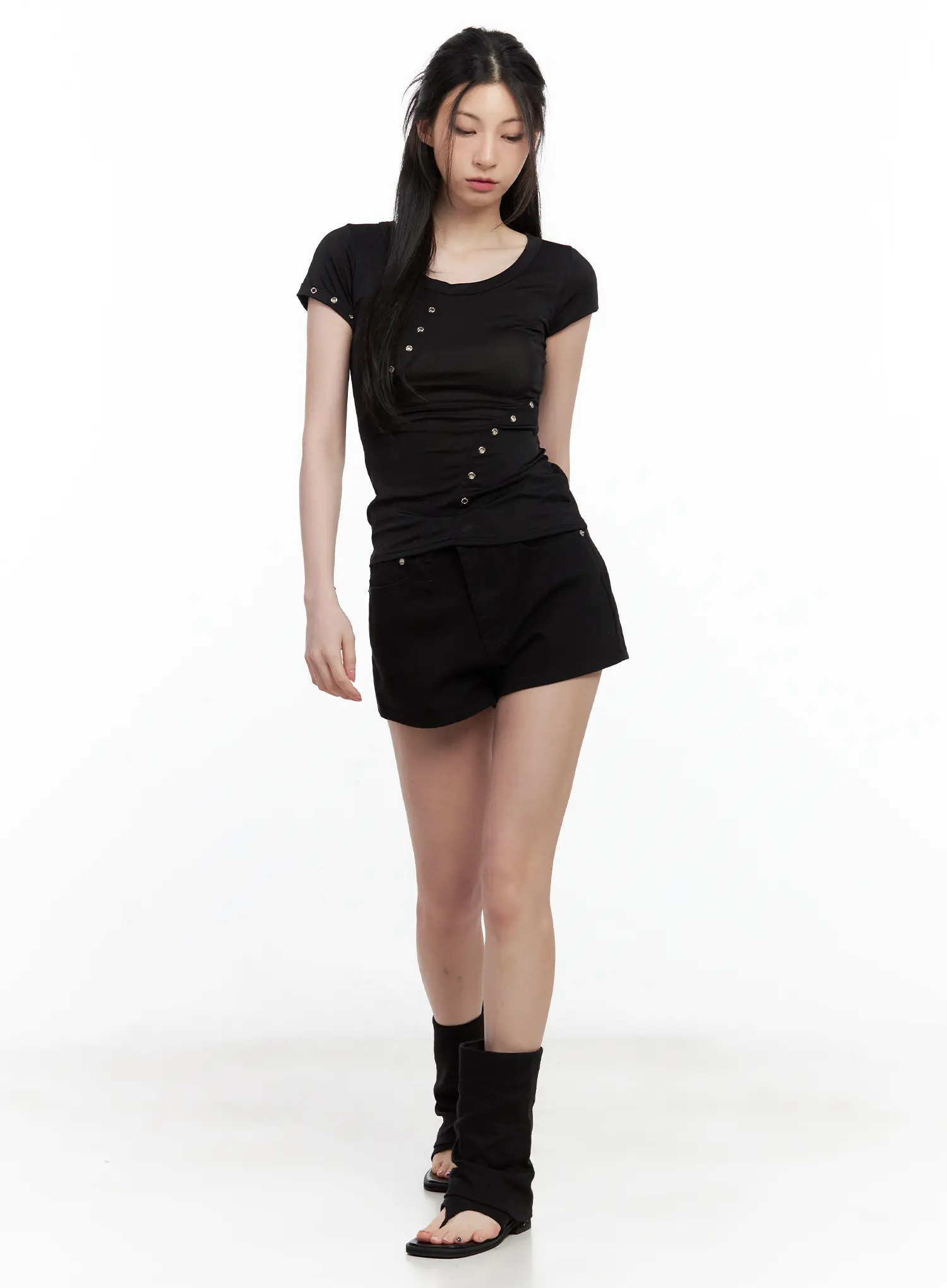 Studded Eyelet Slim-Fit Tee CL501 - Image 2