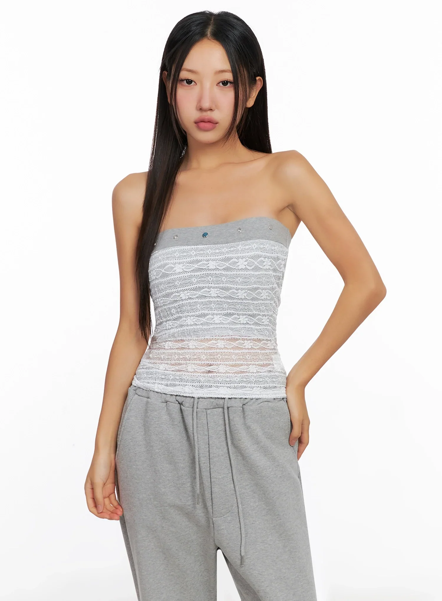 Studded Lace Tube Top IG528 - Image 4