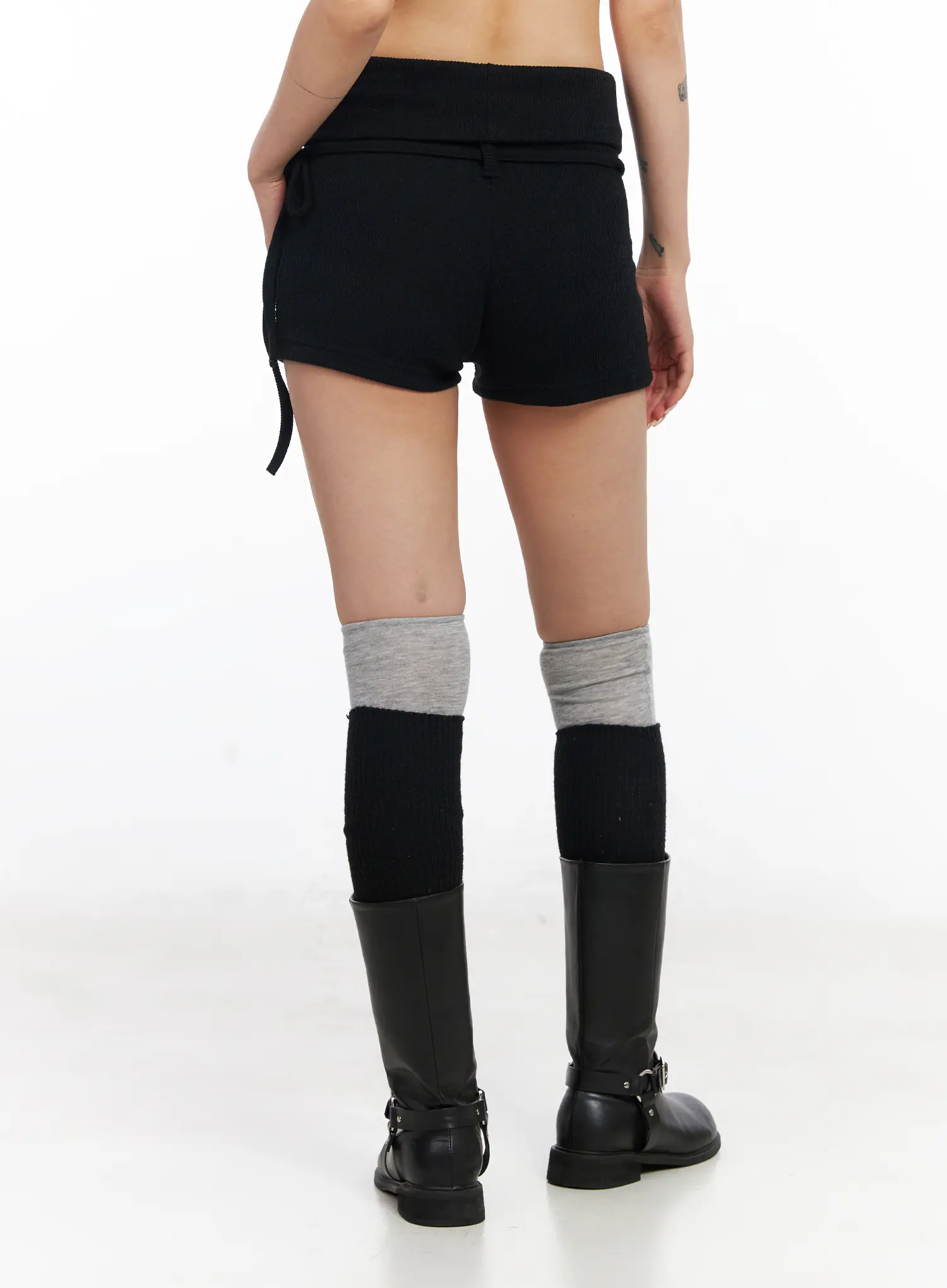 Studded Ribbed Knit Micro Shorts CJ522 - Image 7