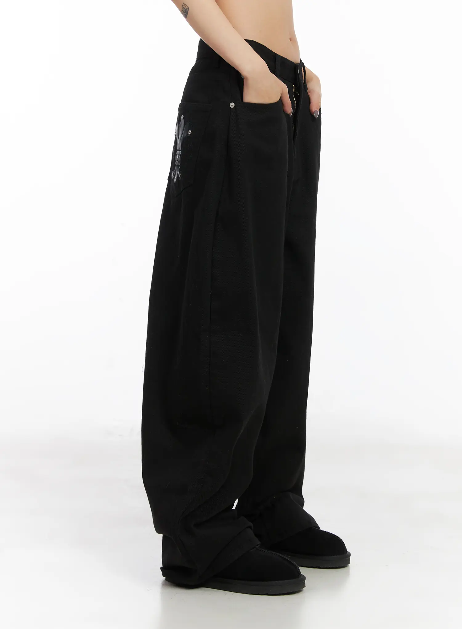 Studded Wide-Leg Cotton Pants CD508 - Image 5