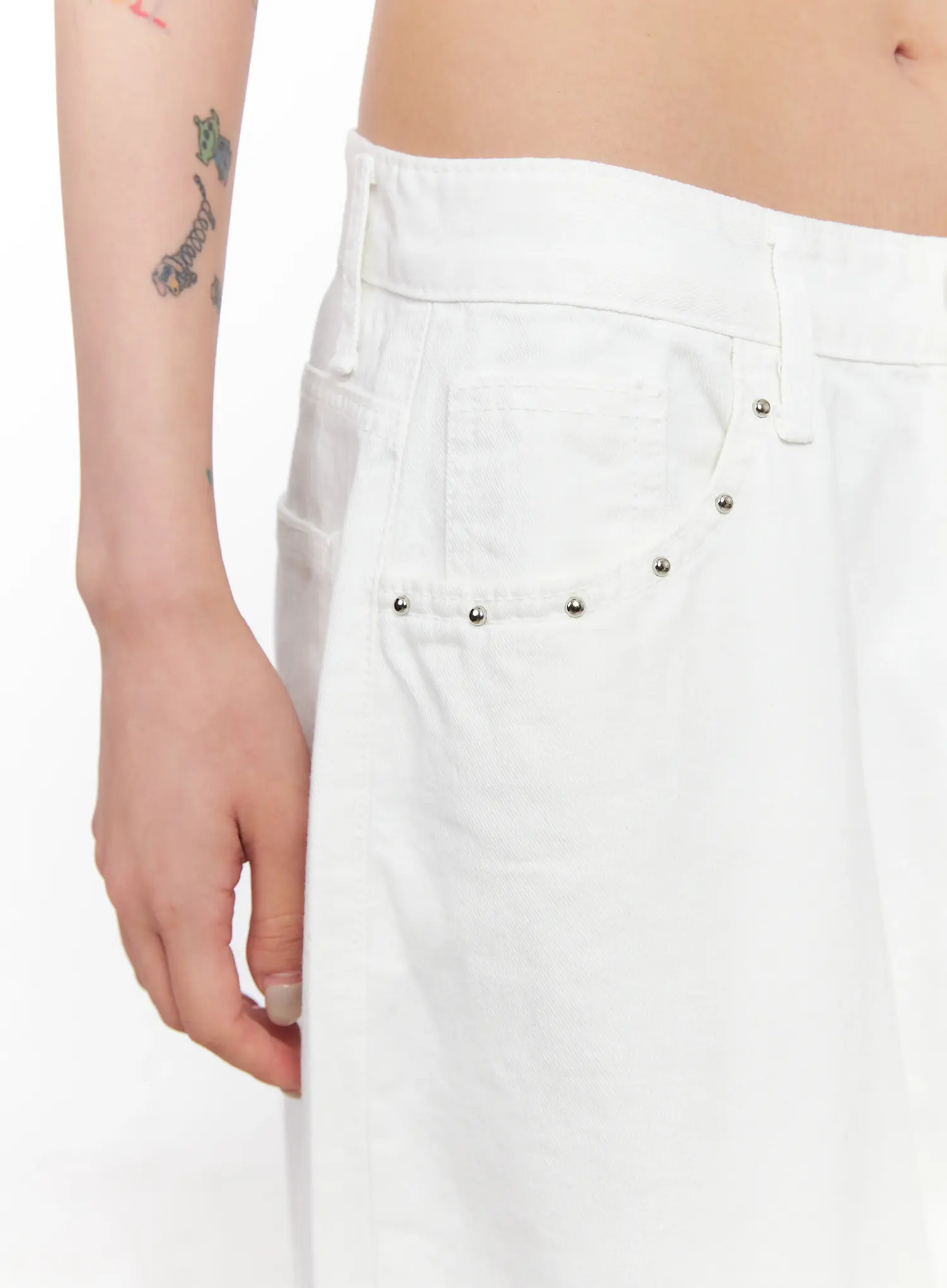 Studded Wide-Leg Cotton Pants CL525 - Image 4