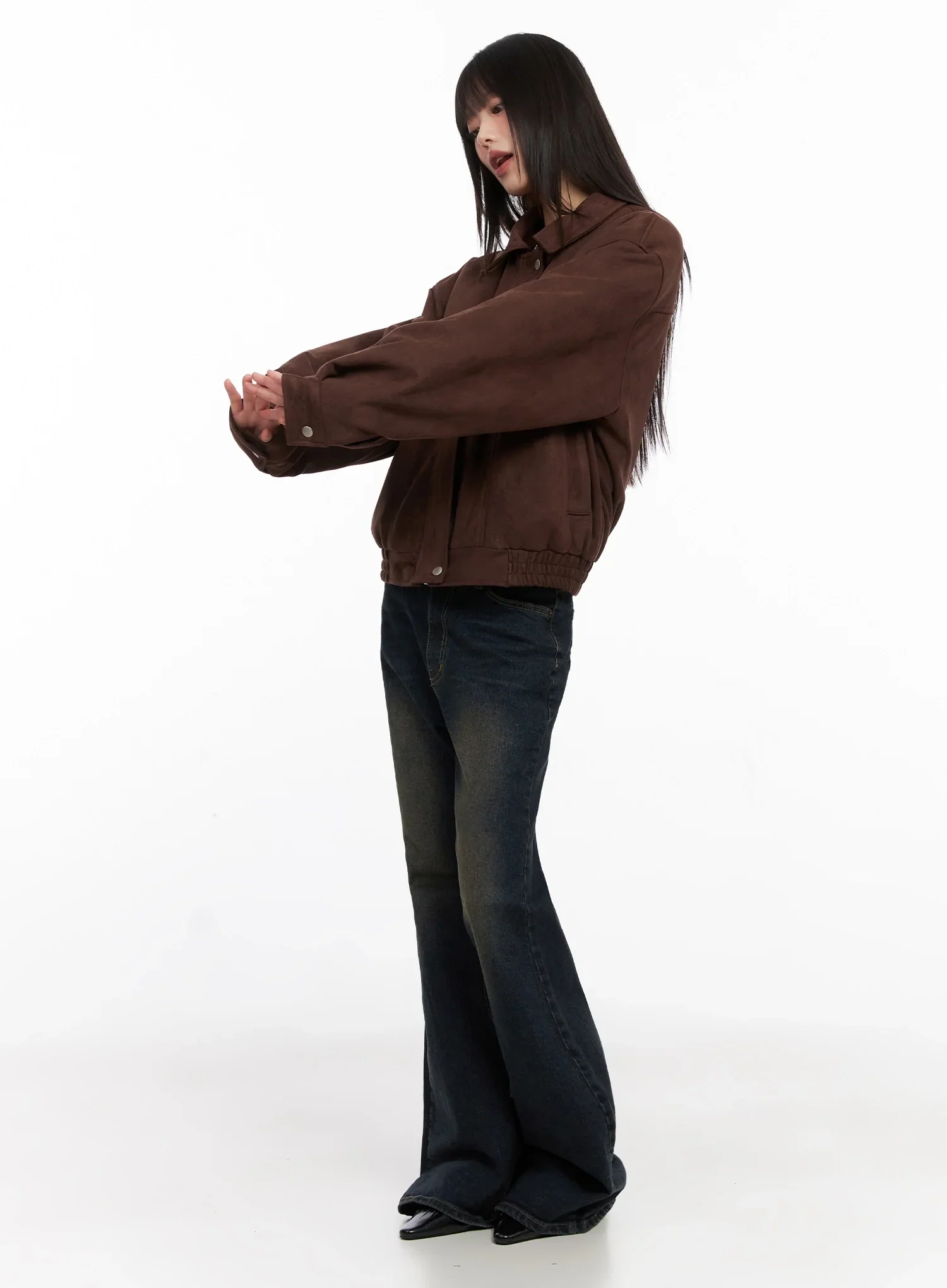 Suede Bomber Jacket IN503 - Image 9