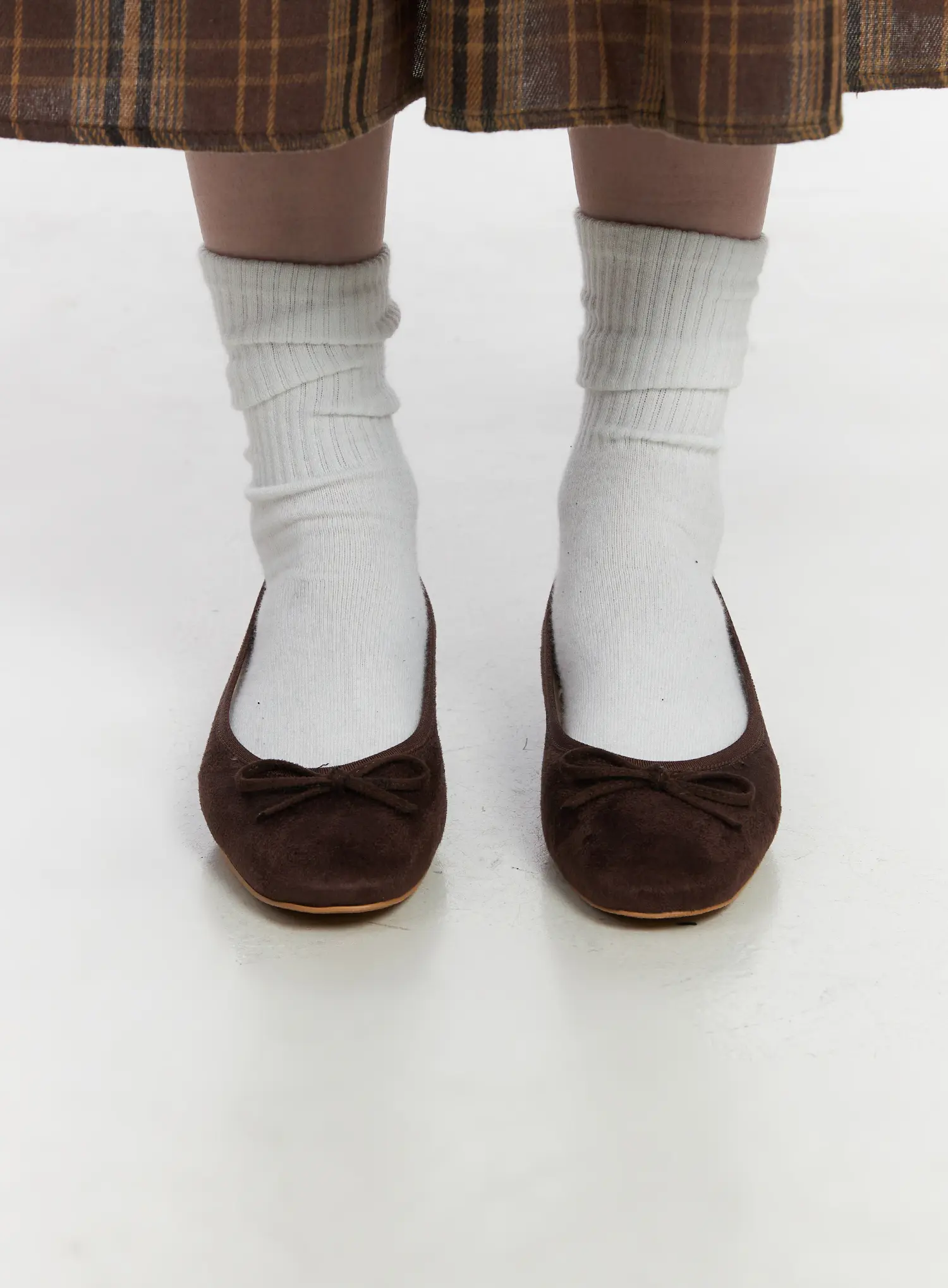 Suede Brown Ribbon Flats CJ512 - Image 3