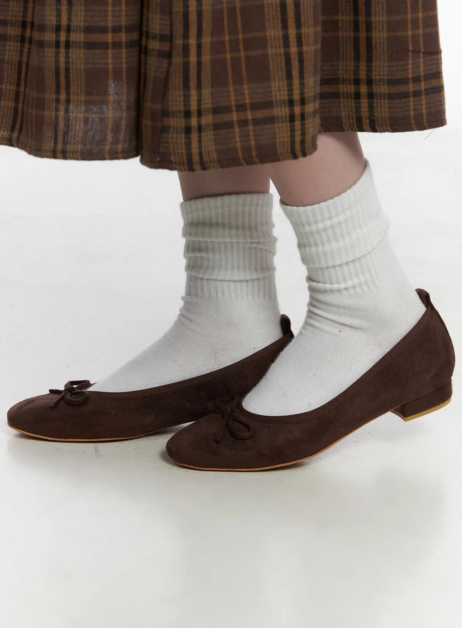 Suede Brown Ribbon Flats CJ512 - Image 4