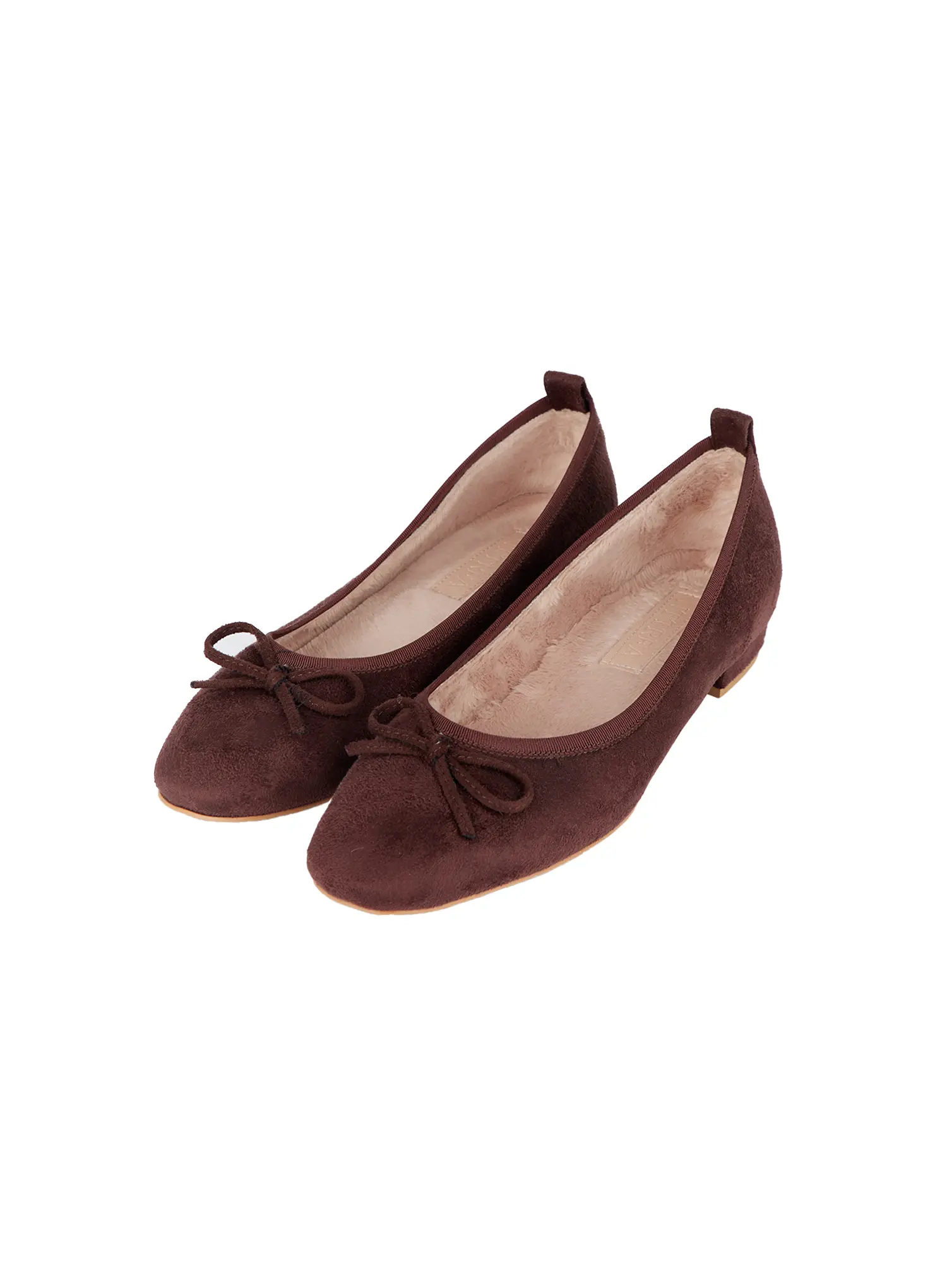 Suede Brown Ribbon Flats CJ512 - Image 9