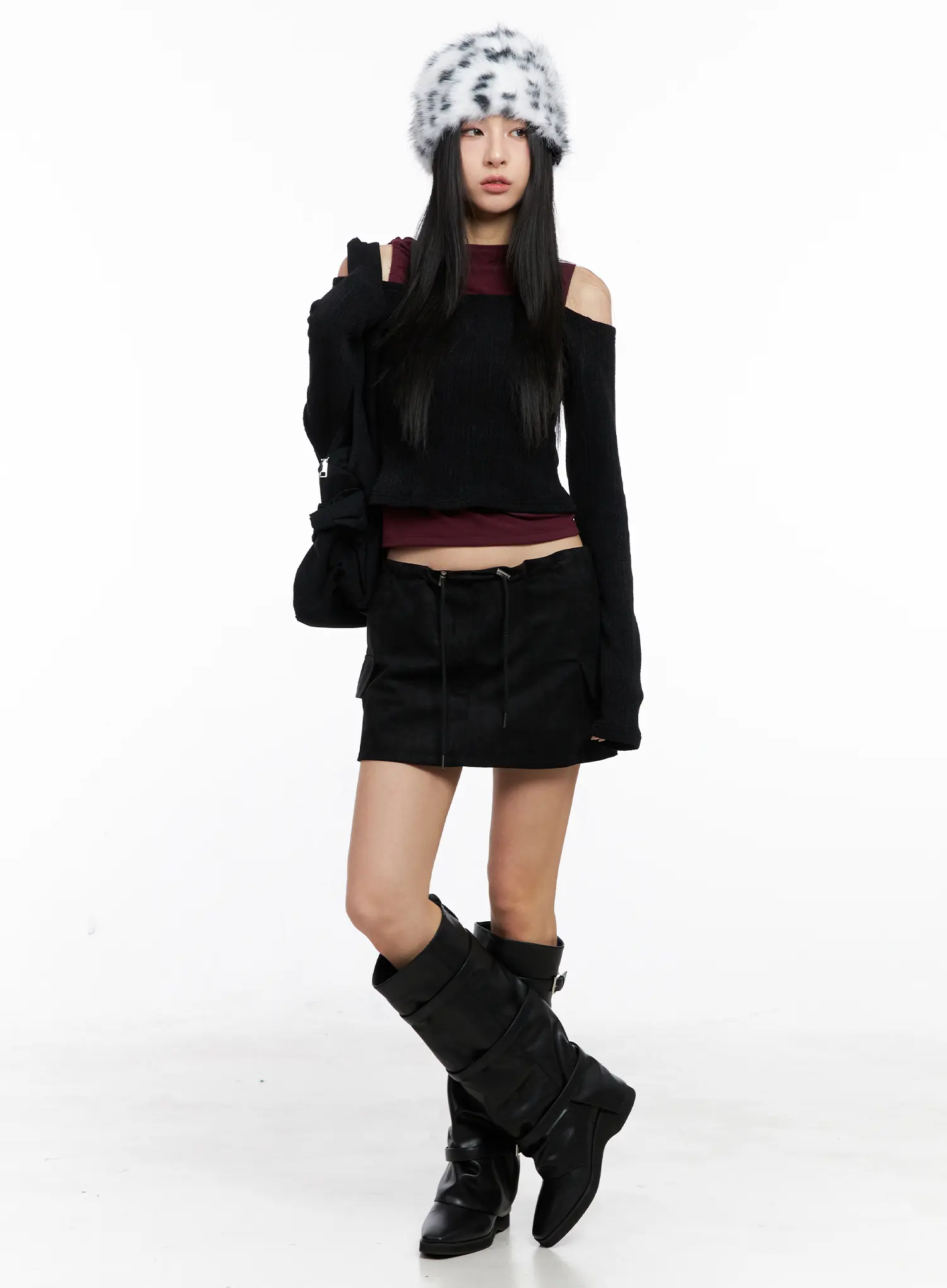 Suede Cargo Mini Skirt CC1109 - Image 2