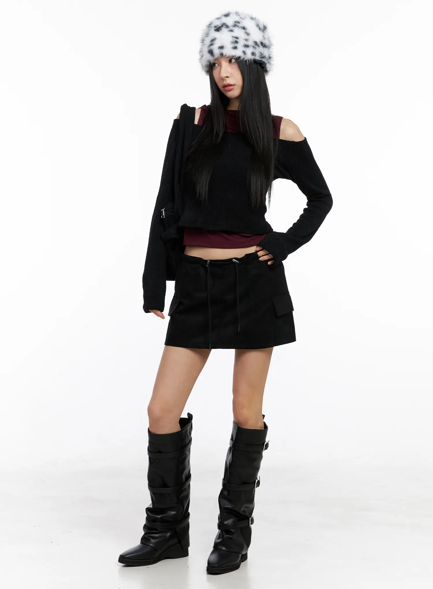 Suede Cargo Mini Skirt CC1109 - Image 6