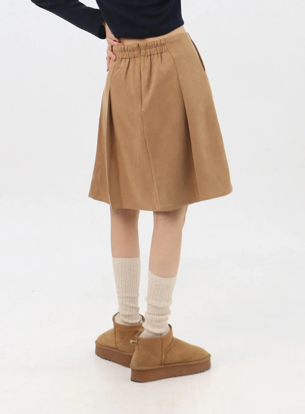 Suede Pleated Midi Skirt IN310 - Image 3