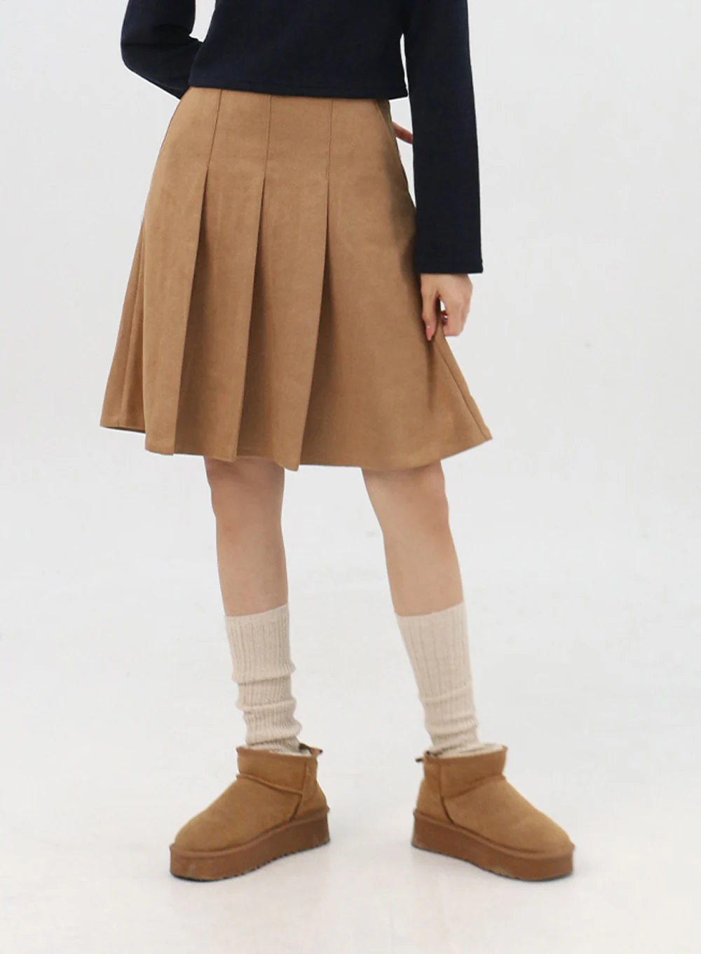 Suede Pleated Midi Skirt IN310 - Image 5