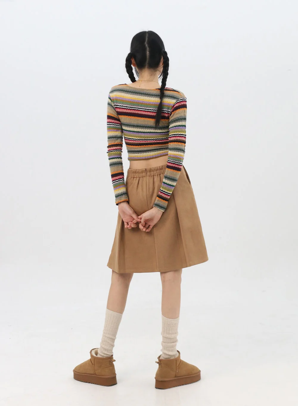 Suede Pleated Midi Skirt IN310 - Image 7