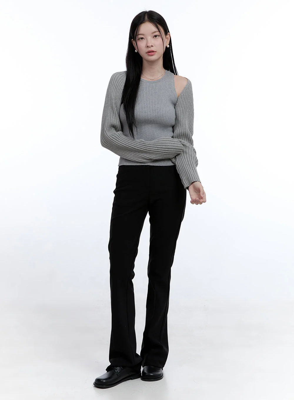 Tailored Slim-Fit Flare Trousers OO429 - Image 3