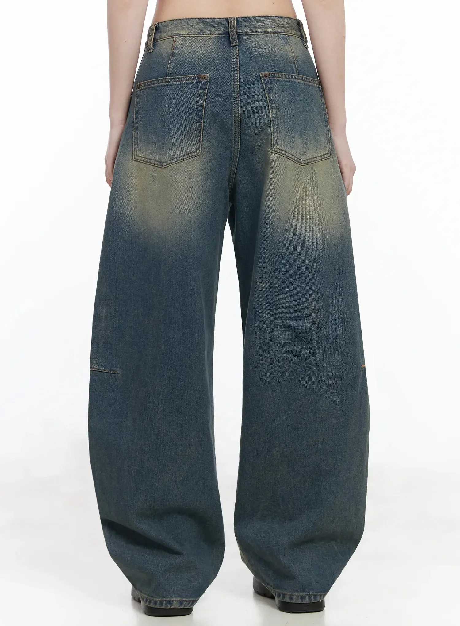 Tata Vintage Dark Blue Washed Wide Leg Jeans IJ528 - Image 11